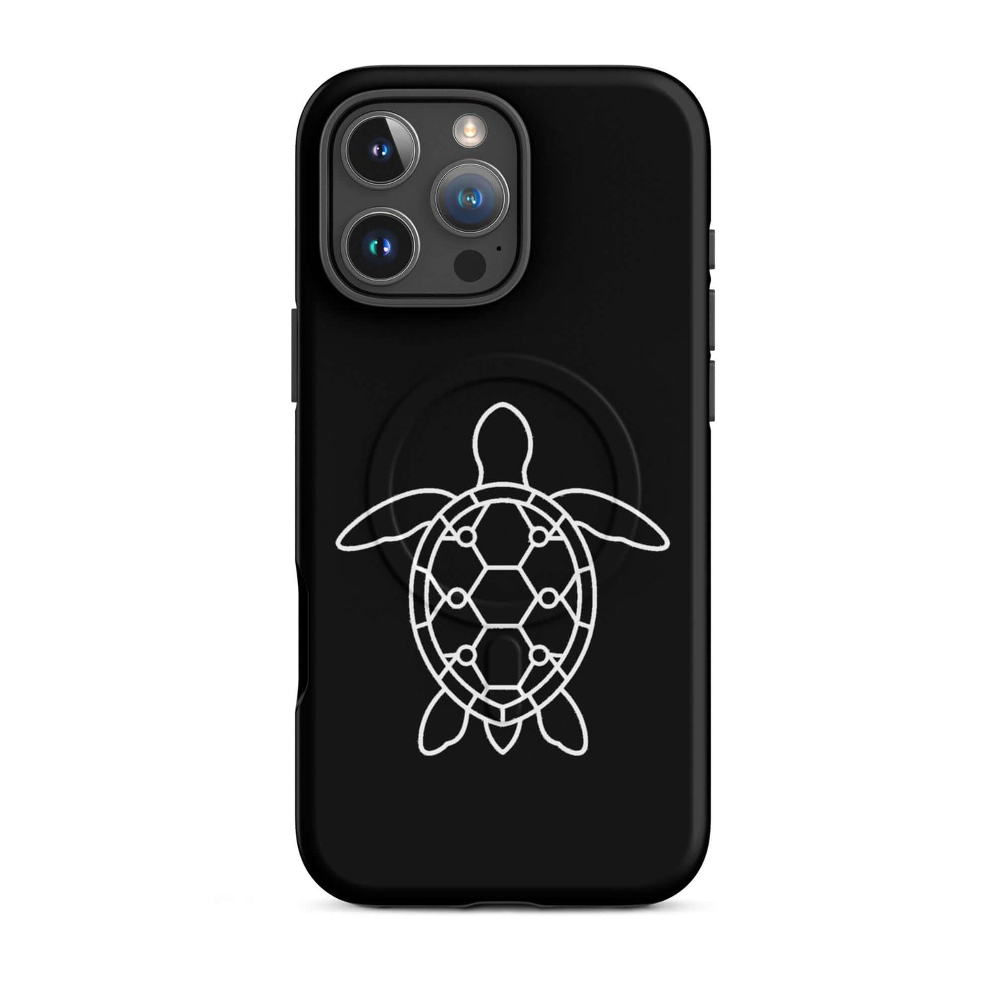 Magnetic Phone Case with minimalist sea turtle silhouette and geometric pattern, designed for modern iPhones.