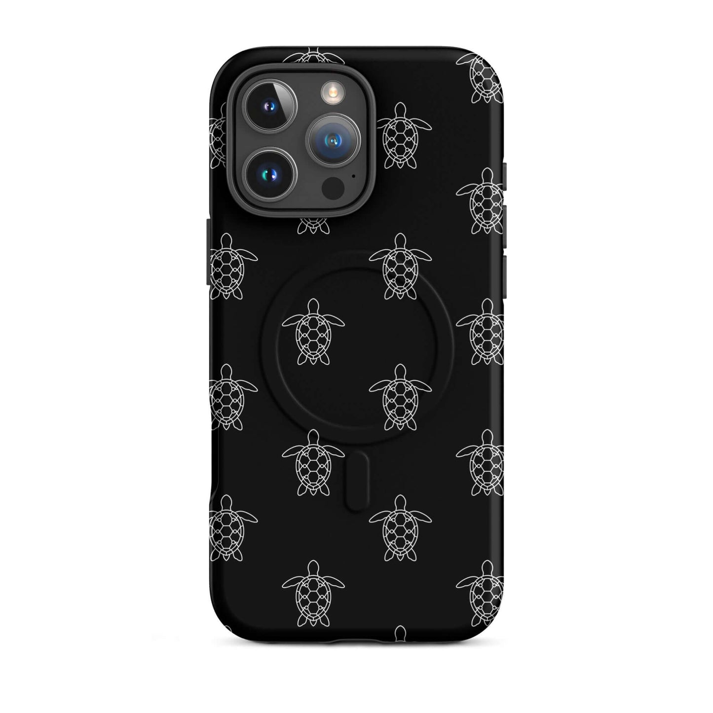 Magnetic Phone Case featuring minimalist sea turtle pattern in black and white design.