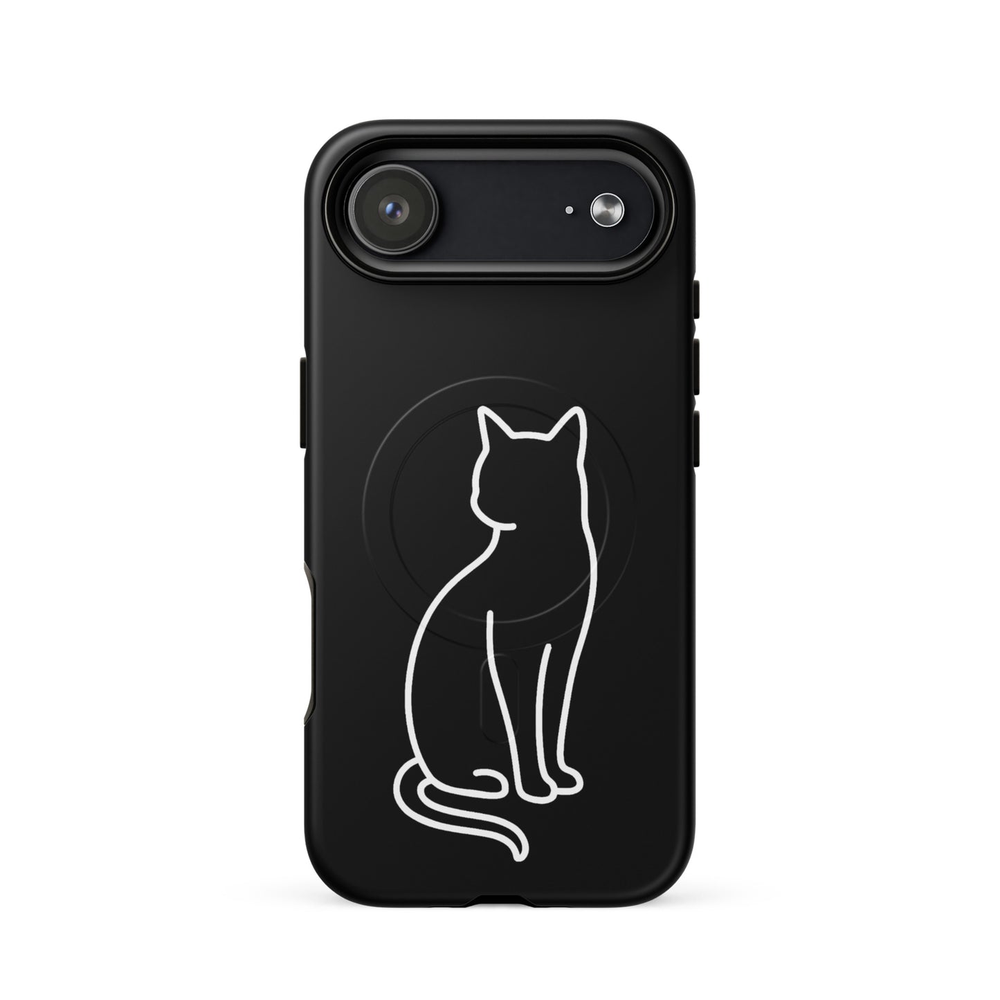 Magnetic Phone Case with sleek cat design, featuring minimalist outline for stylish cat enthusiasts.