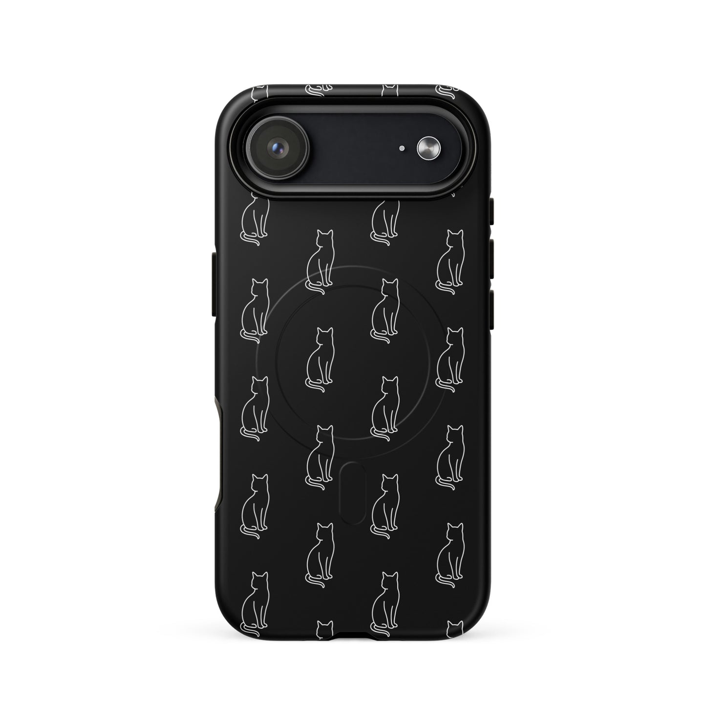 Magnetic Phone Case featuring minimalist cat pattern design, perfect for cat lovers.