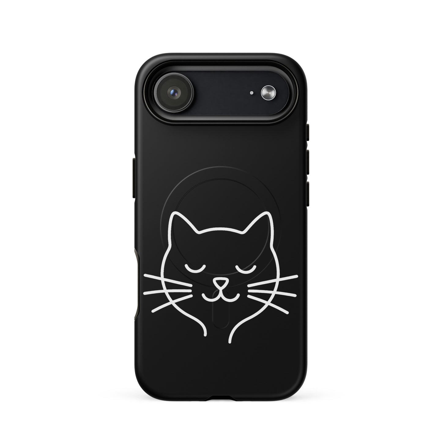 Magnetic Phone Case featuring cute minimalist cat line art design, perfect for cat lovers and phone protection.