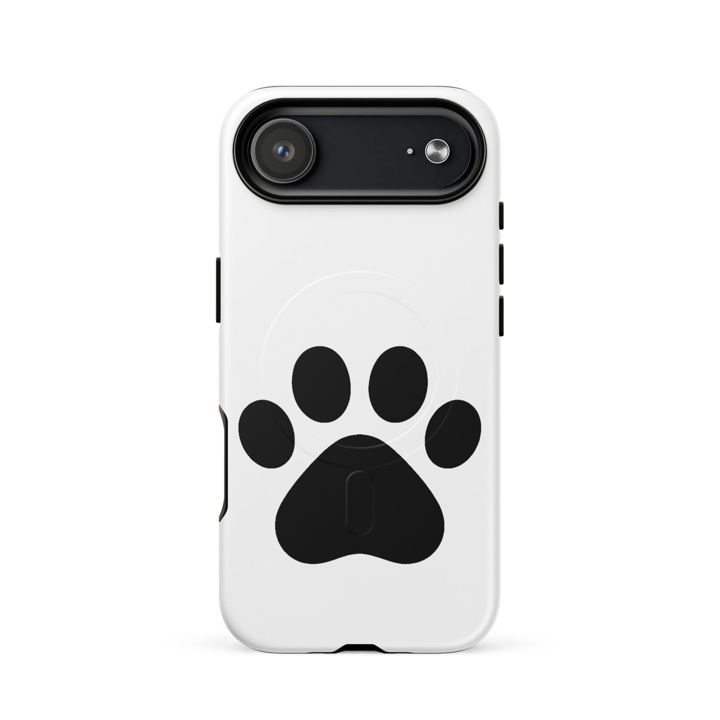 Magnetic Phone Case featuring a minimalist black paw print design, perfect for pet lovers.