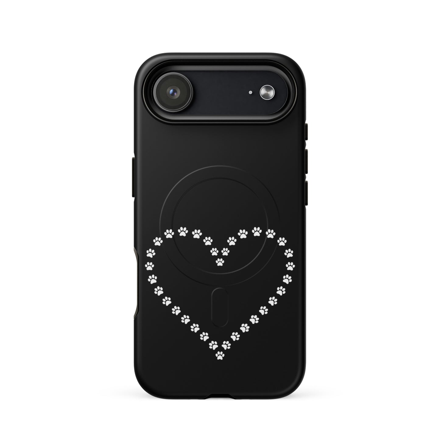 Magnetic Phone Case for iPhone with paw print heart design for pet lovers and minimalist animal charm.