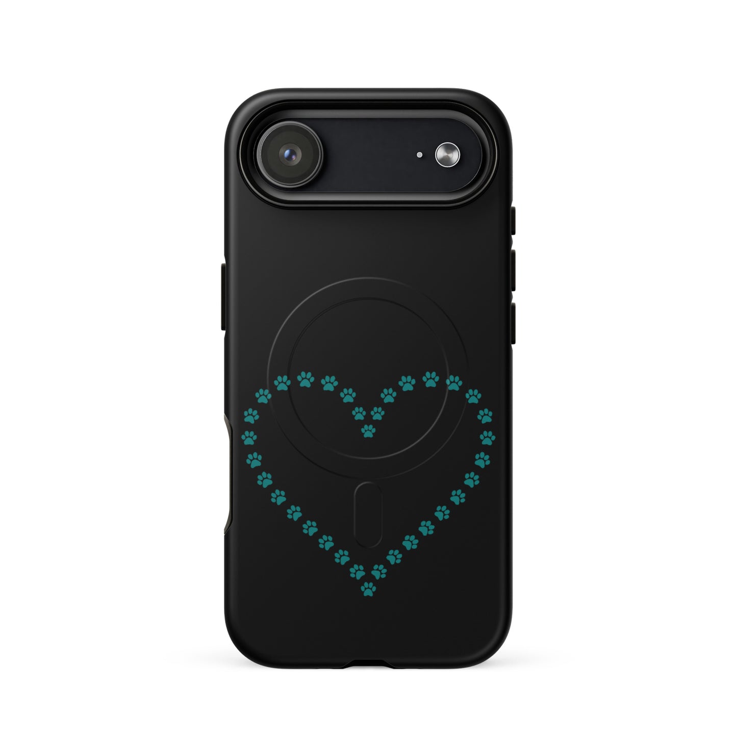 Magnetic Phone Case featuring a heart design made of paw prints, perfect for pet lovers.