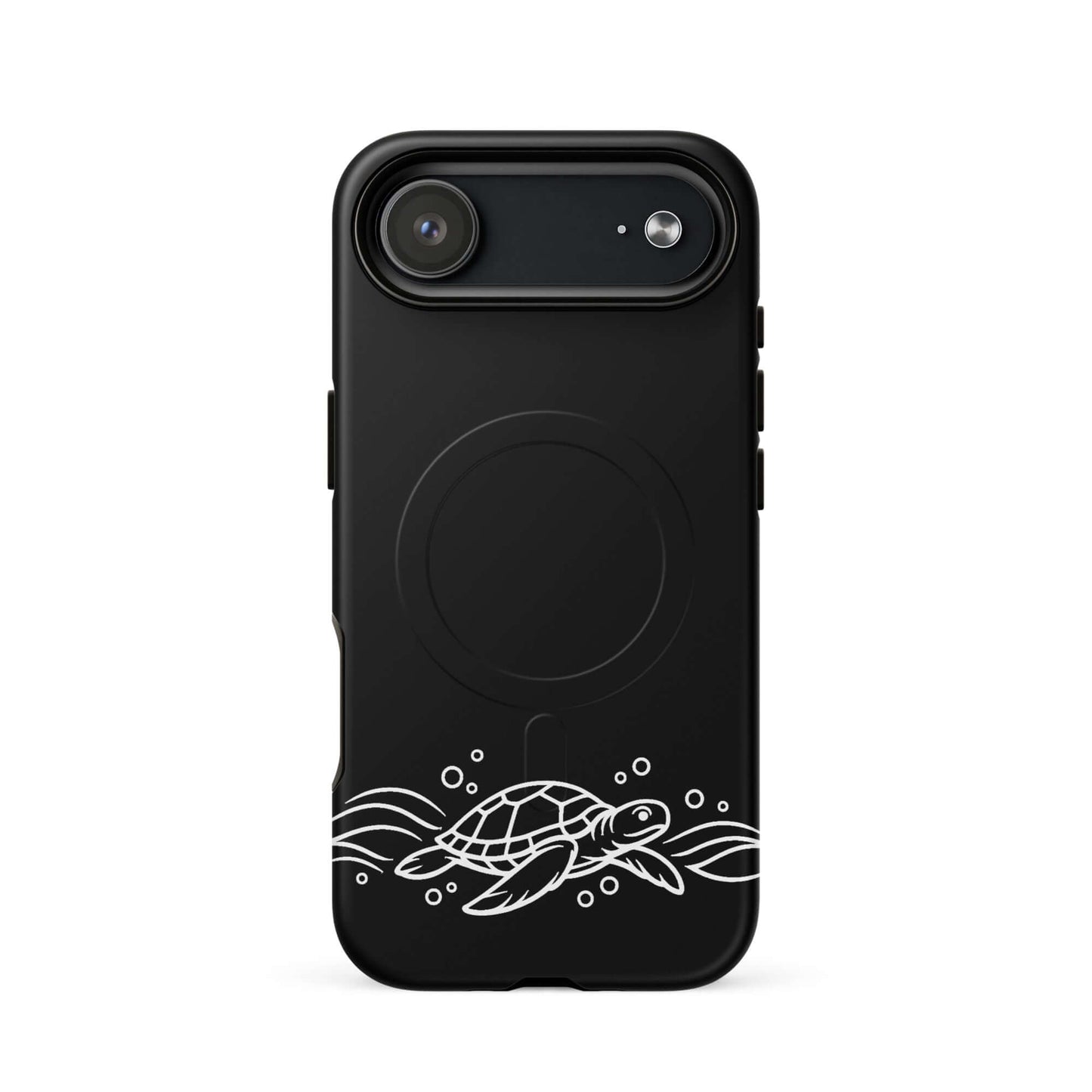 Magnetic Phone Case featuring minimalist sea turtle design and abstract waves, perfect for ocean lovers.