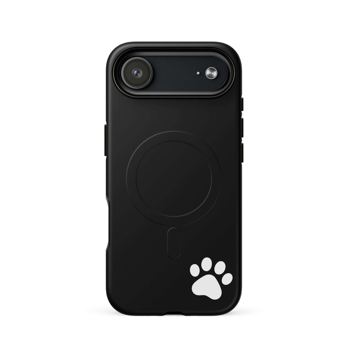 Magnetic Phone case for iPhone with paw print design in black, showcasing luxe minimalist style.
