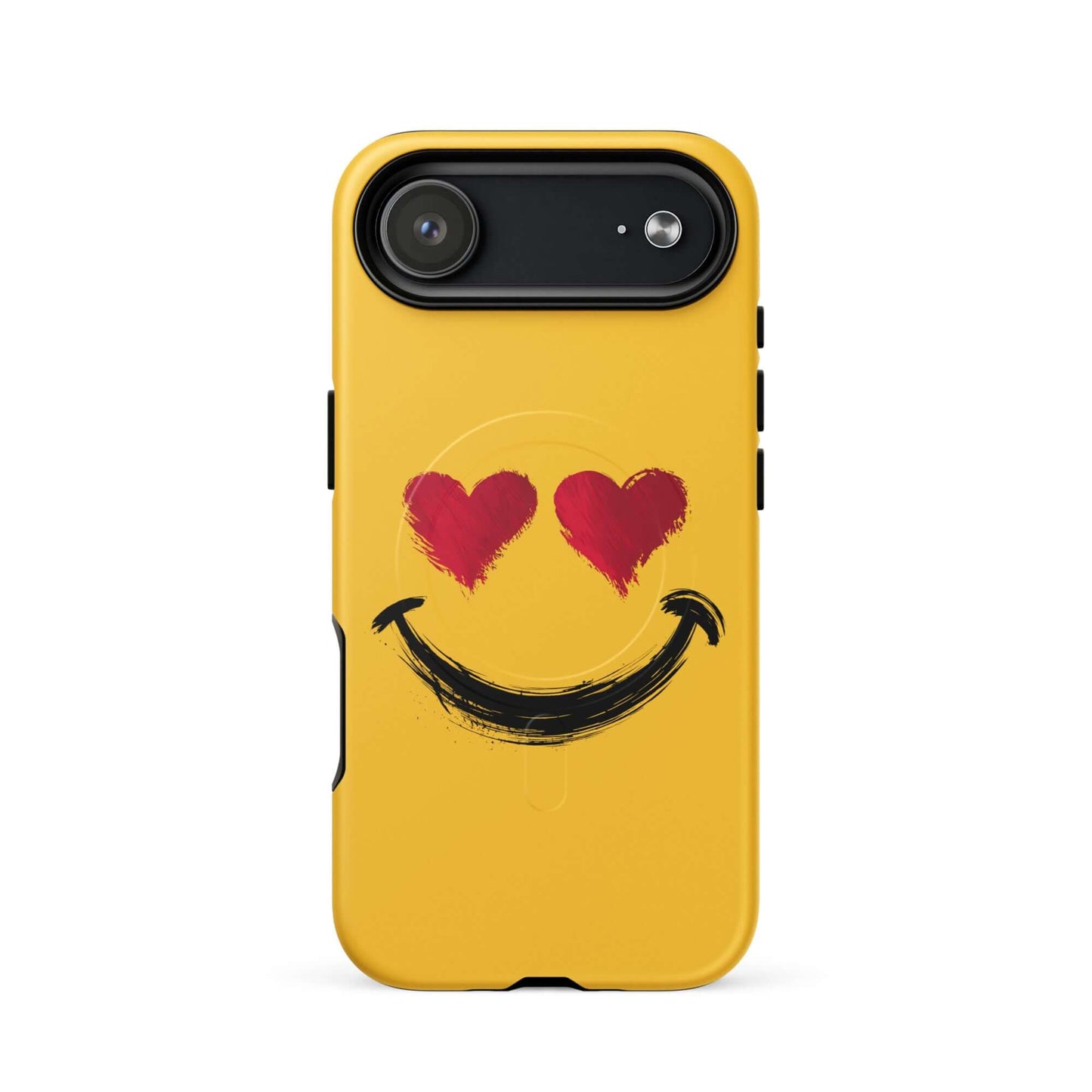 Magnetic Phone Case for iPhone with heart-eyes smiley art in vivid colors for bold style and luxury, playful protection.