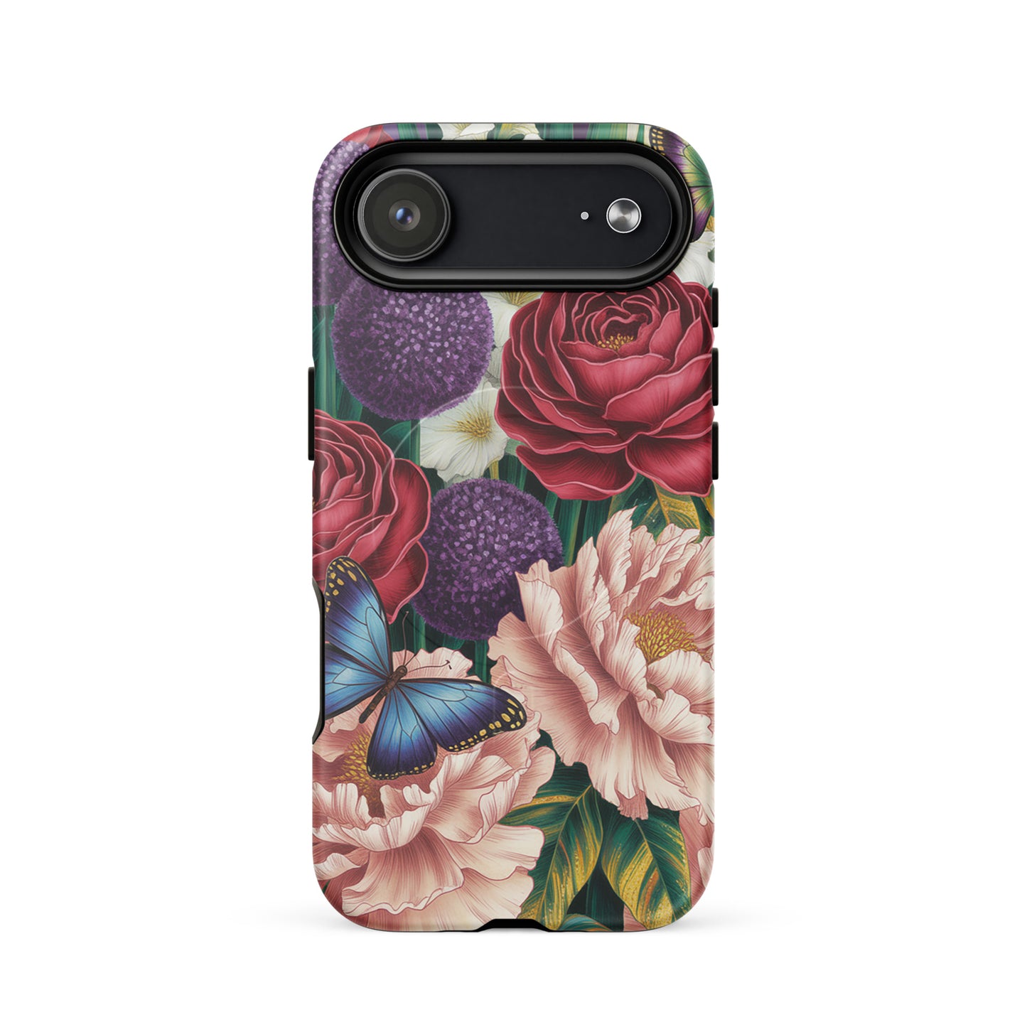 Magnetic Phone Case for iPhone with vibrant floral and butterfly design.