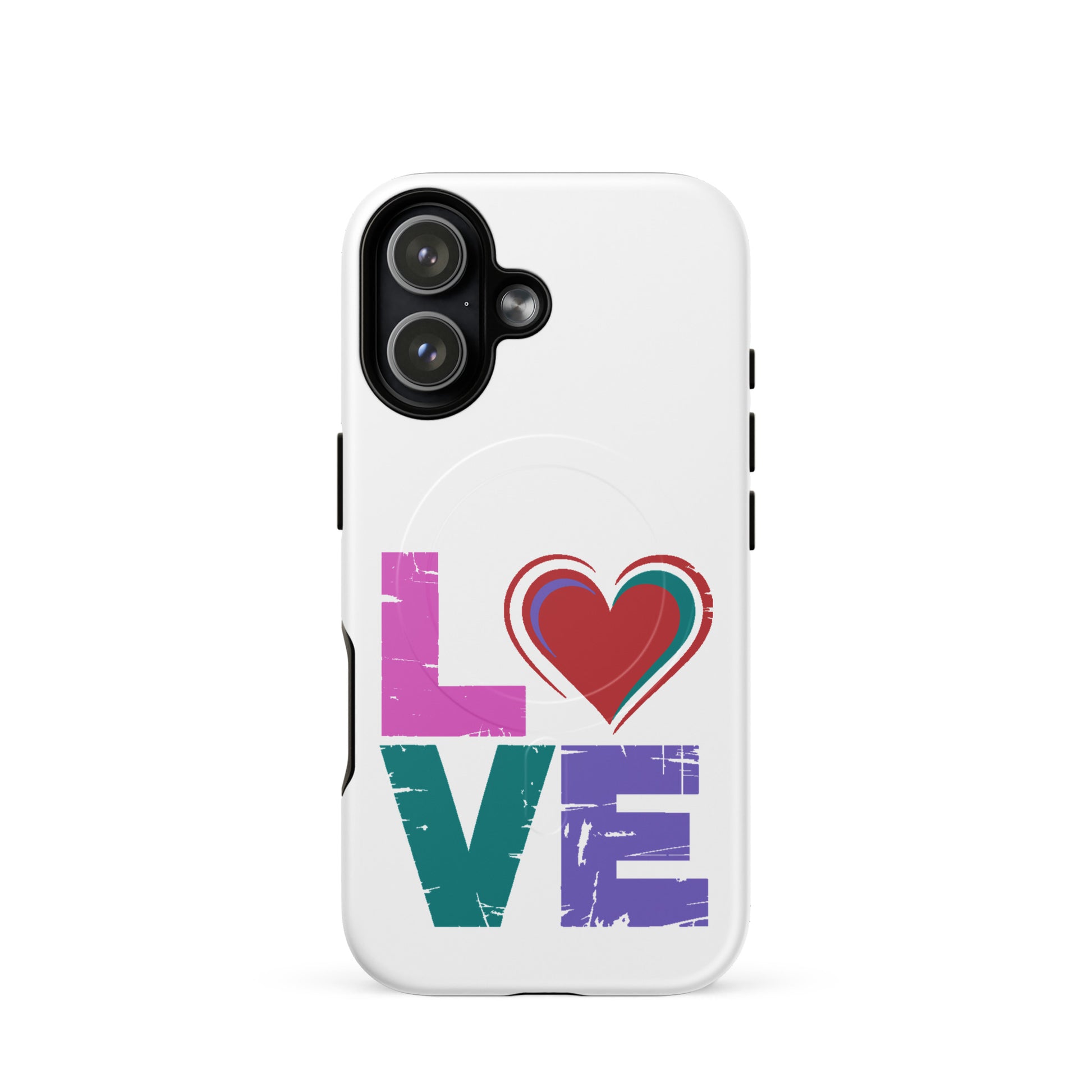 Love Magnetic Dual-Layer Tough Case for Apple iPhone Case with colorful love design.