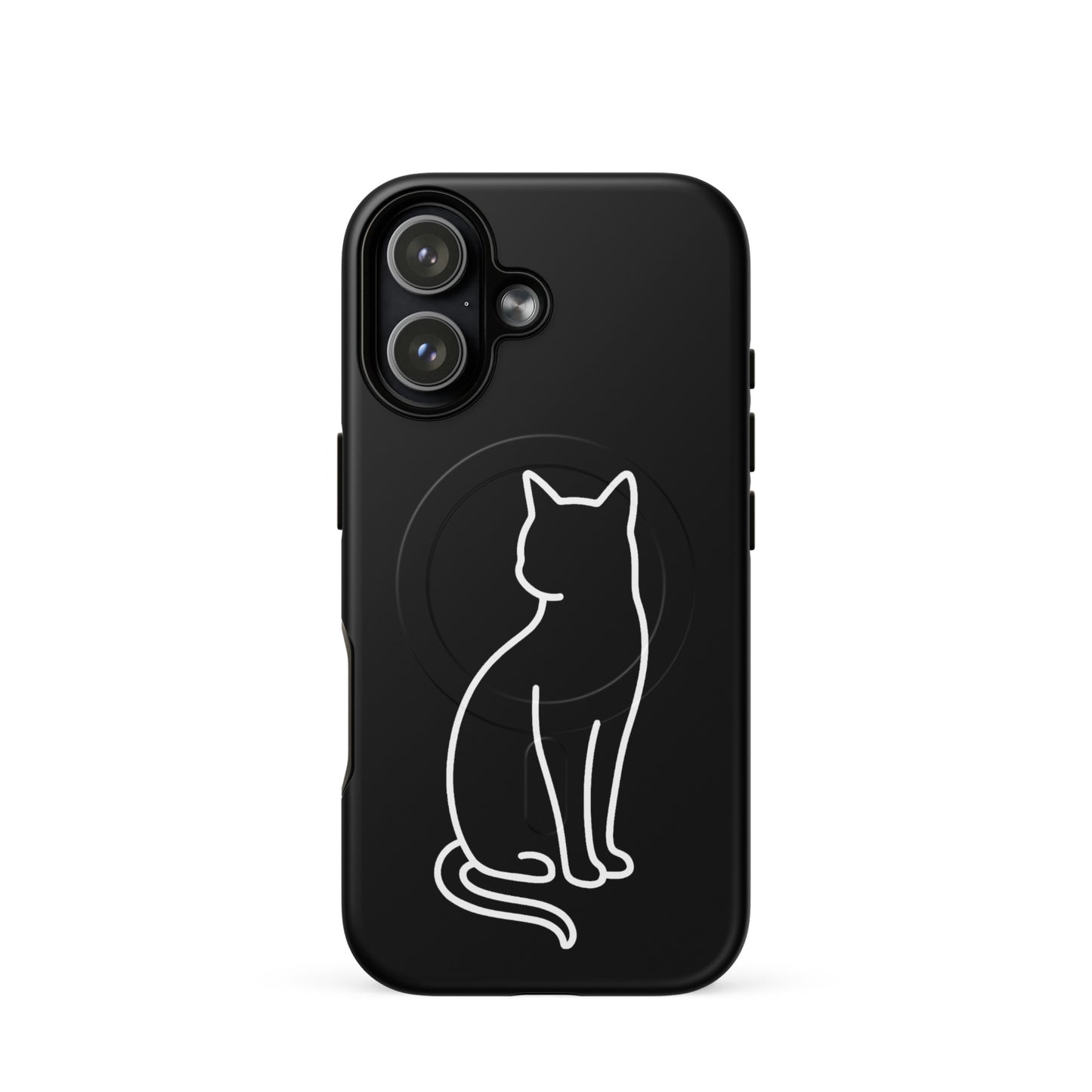 Magnetic Phone Case featuring a stylish minimalist cat design, perfect for cat lovers and iPhone protection.