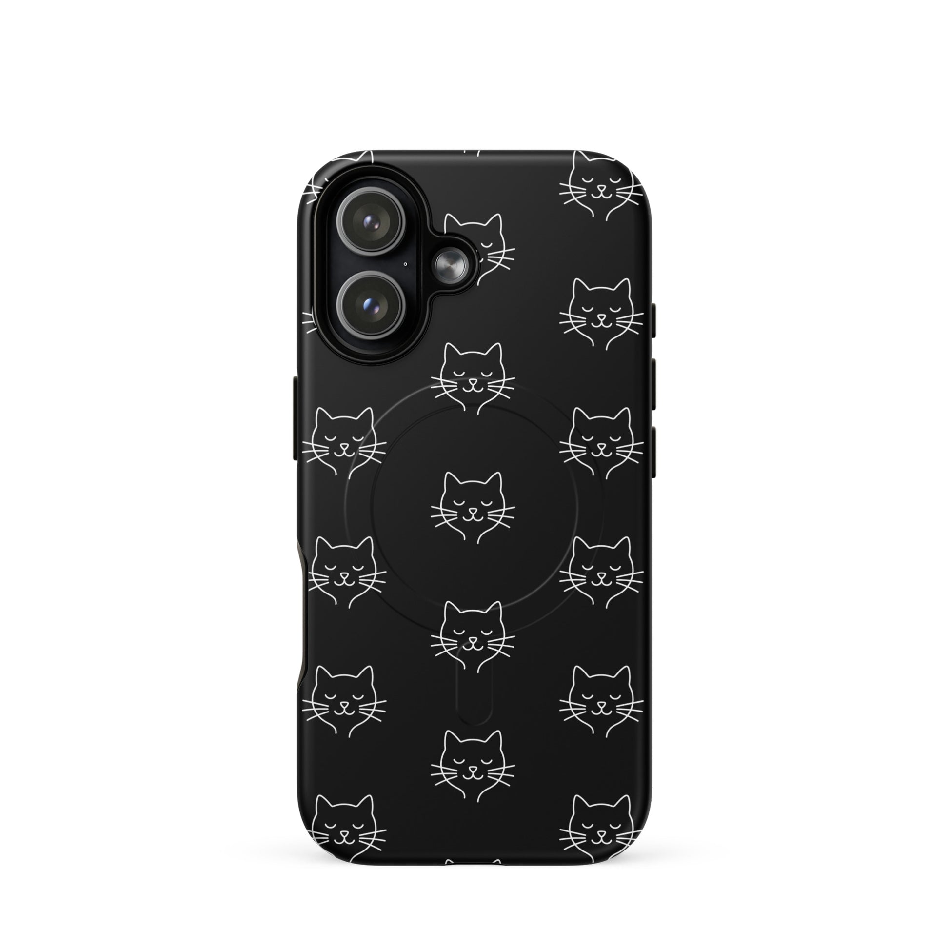 Magnetic Phone Case with minimalist cat pattern design for stylish protection.