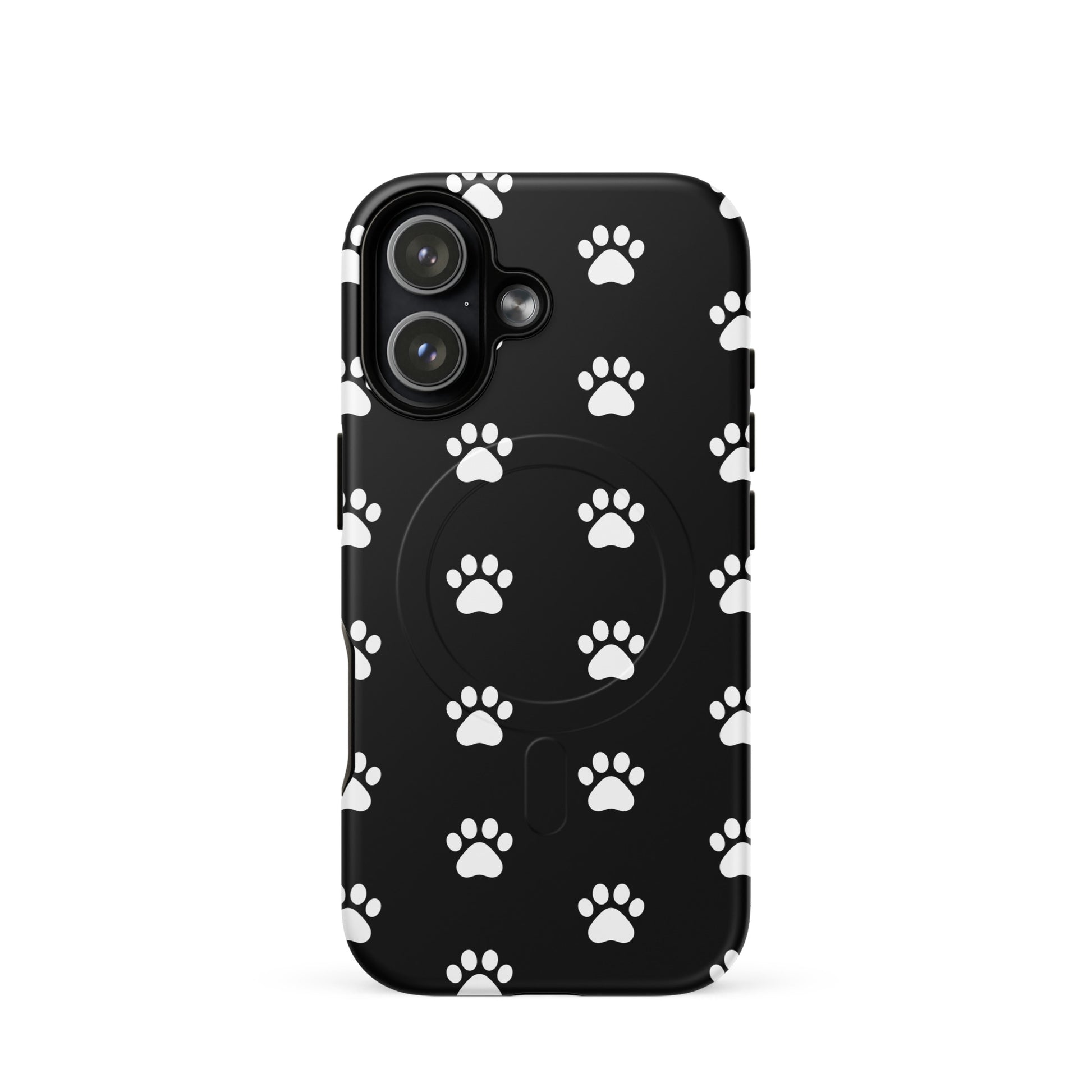 Magnetic Phone Case for iPhone with playful paw print design, perfect for pet lovers.