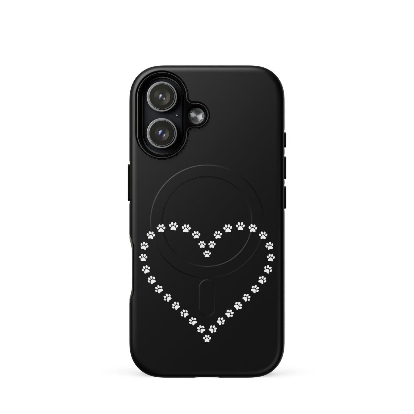 Magnetic Phone Case for iPhone with paw print heart design, perfect for pet lovers and proud pet parents.