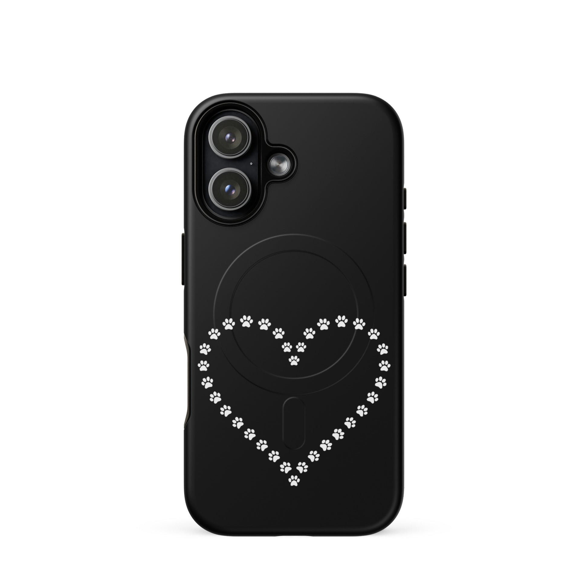 Magnetic Phone Case for iPhone with paw print heart design, perfect for pet lovers and proud pet parents.