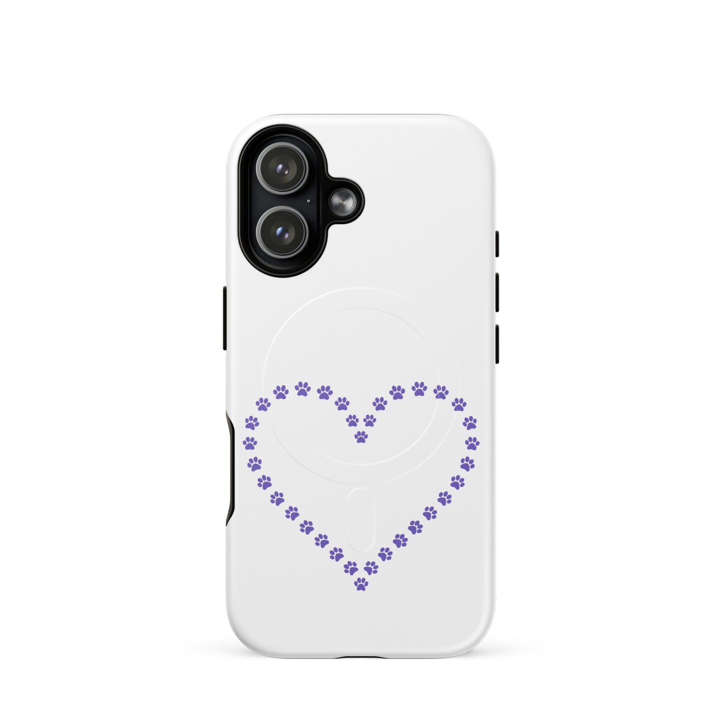Magnetic Phone Case featuring a whimsical paw print heart design for pet lovers.