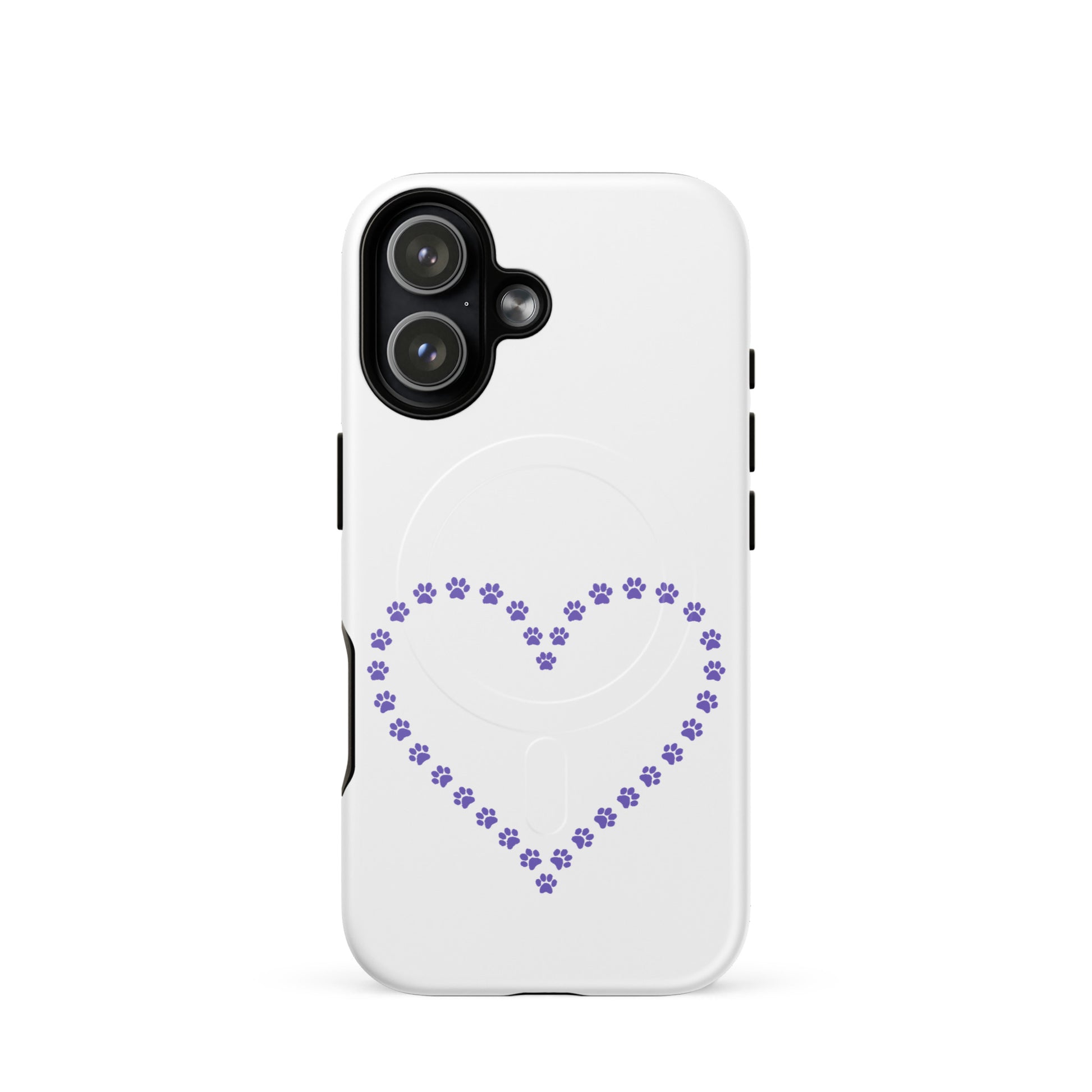 Magnetic Phone Case featuring a whimsical paw print heart design for pet lovers.