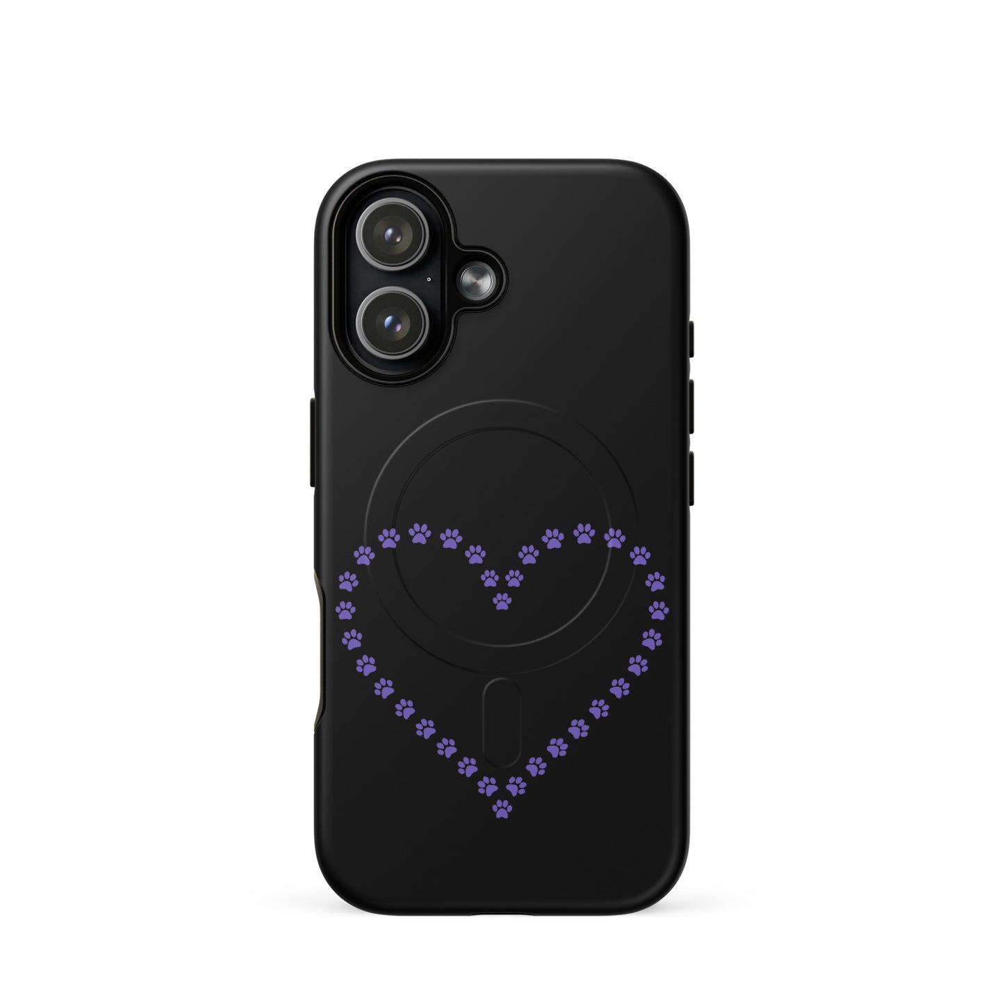 Magnetic Phone Case featuring a whimsical heart design made of paw prints for pet lovers.