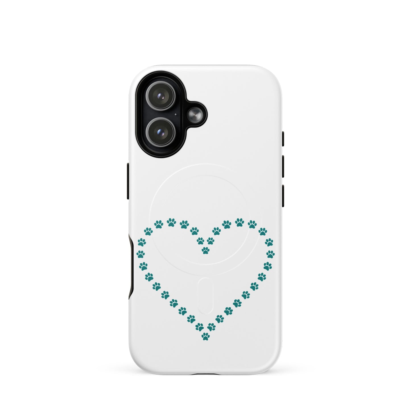Magnetic Phone Case featuring a heart made of paw prints, perfect for pet lovers and animal design enthusiasts.