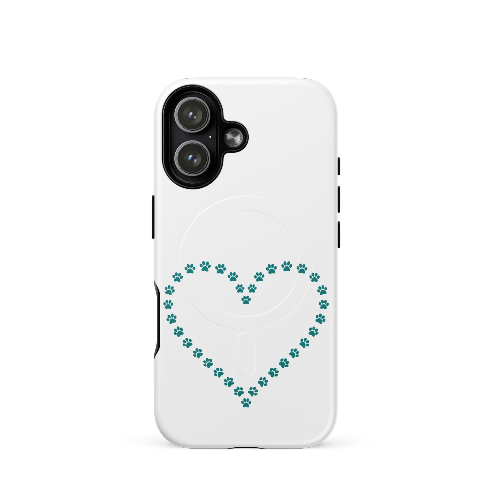 Magnetic Phone Case featuring a heart made of paw prints, perfect for pet lovers and animal design enthusiasts.