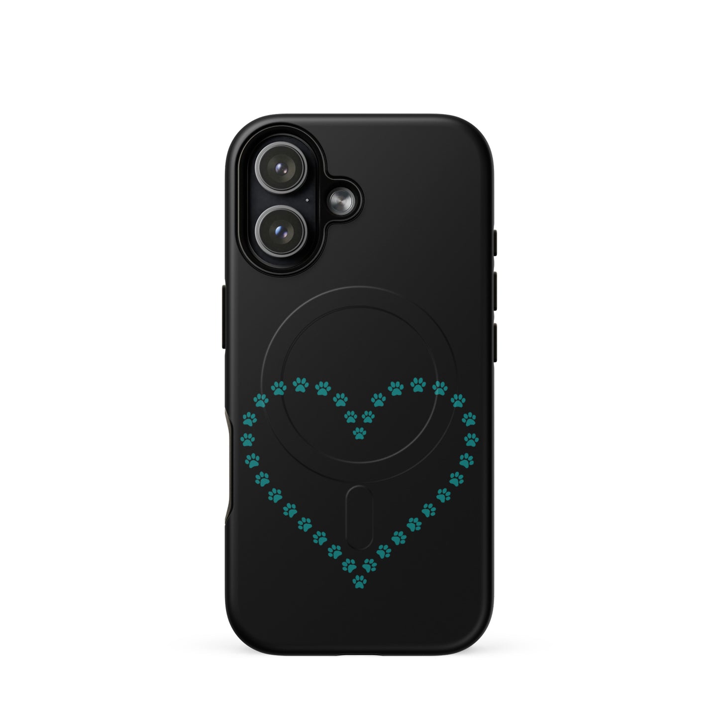 Magnetic Phone Case for iPhone with paw print heart design, perfect for pet lovers and proud pet parents.
