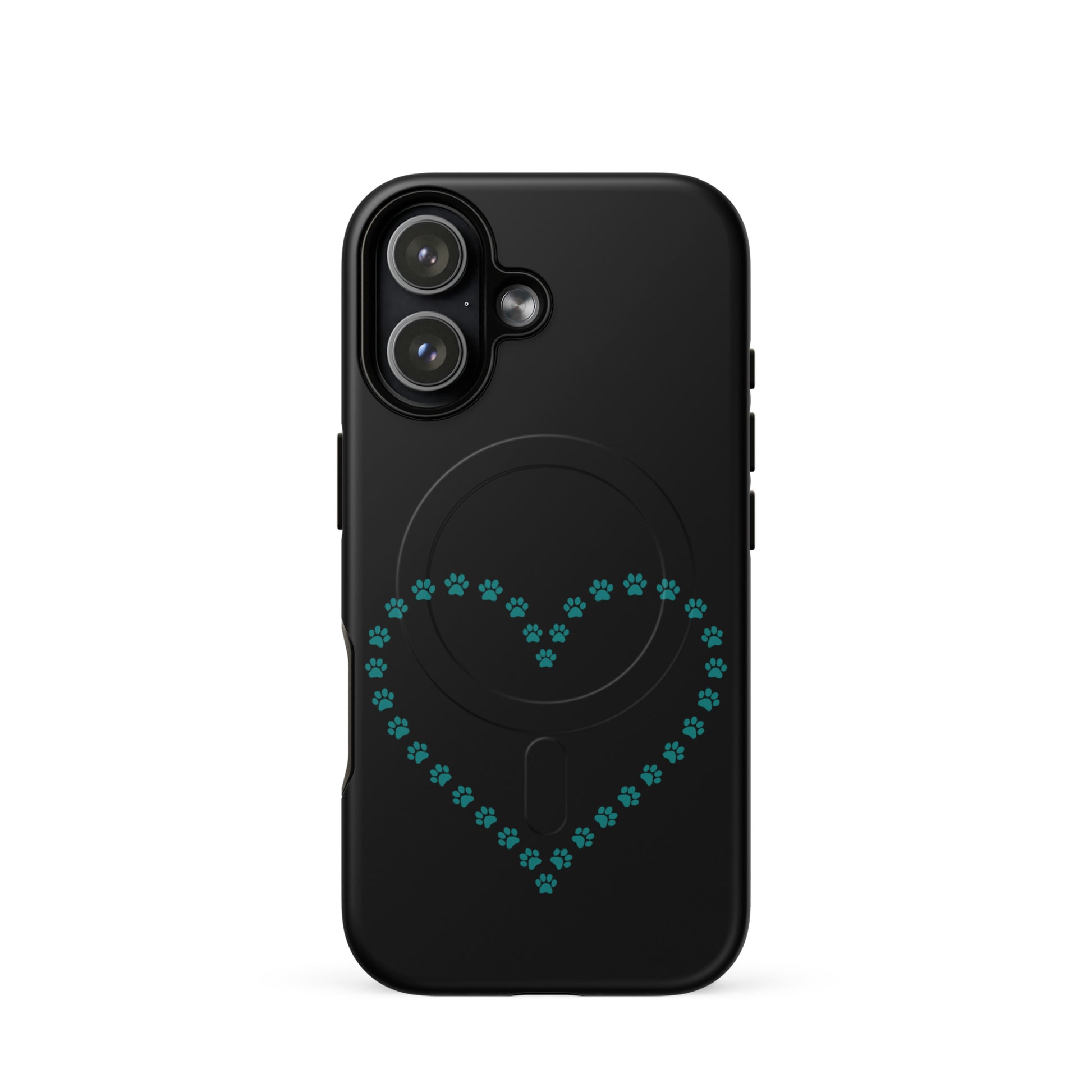 Magnetic Phone Case for iPhone with paw print heart design, perfect for pet lovers and proud pet parents.