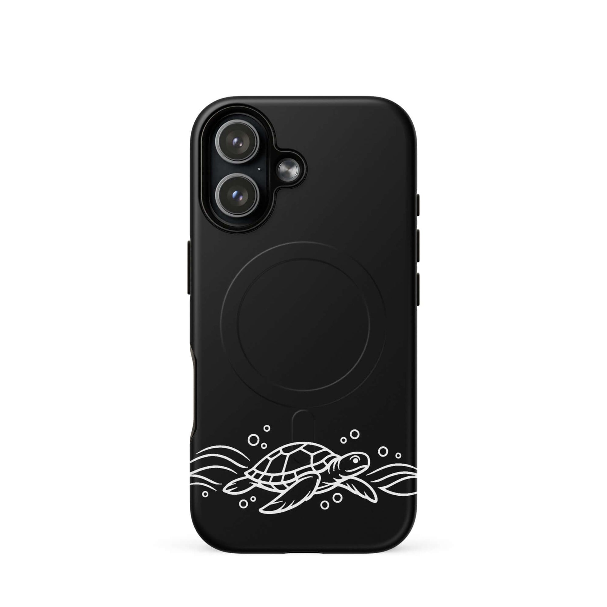 Magnetic Phone Case featuring a minimalist sea turtle and waves design, perfect for marine life enthusiasts.