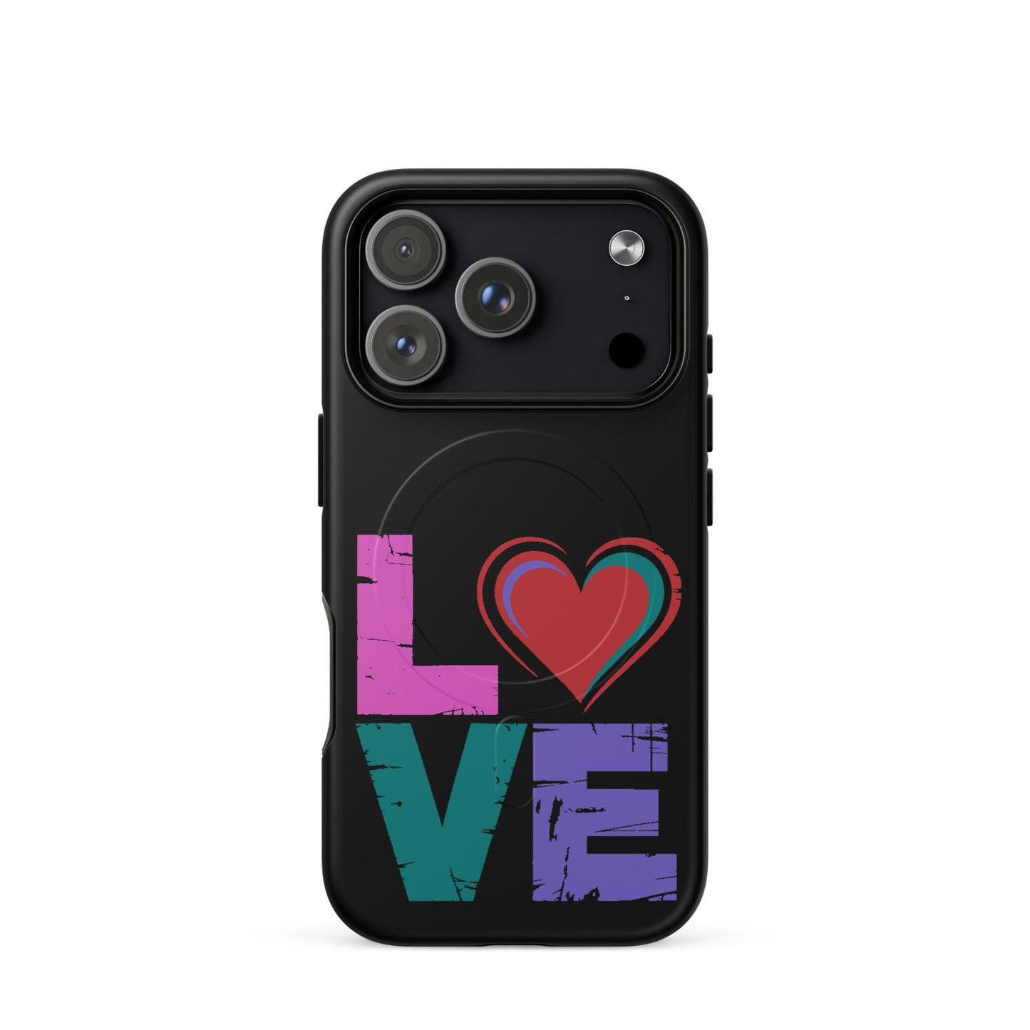 Love Magnetic Dual-Layer Tough Case for iPhone with colorful love design and durable protection.