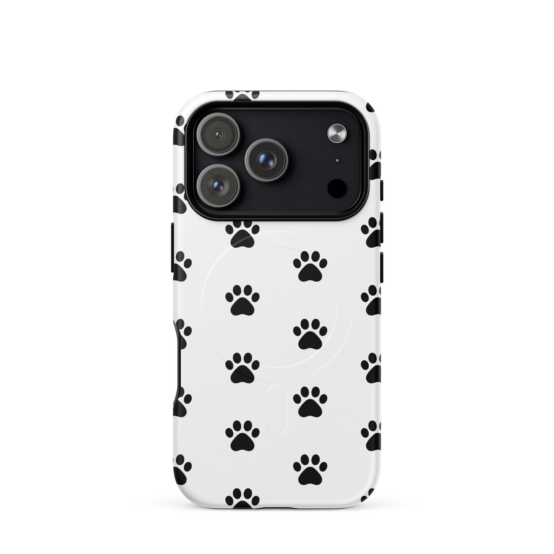 Magnetic Phone Case for iPhone with black paw print design perfect for pet lovers.