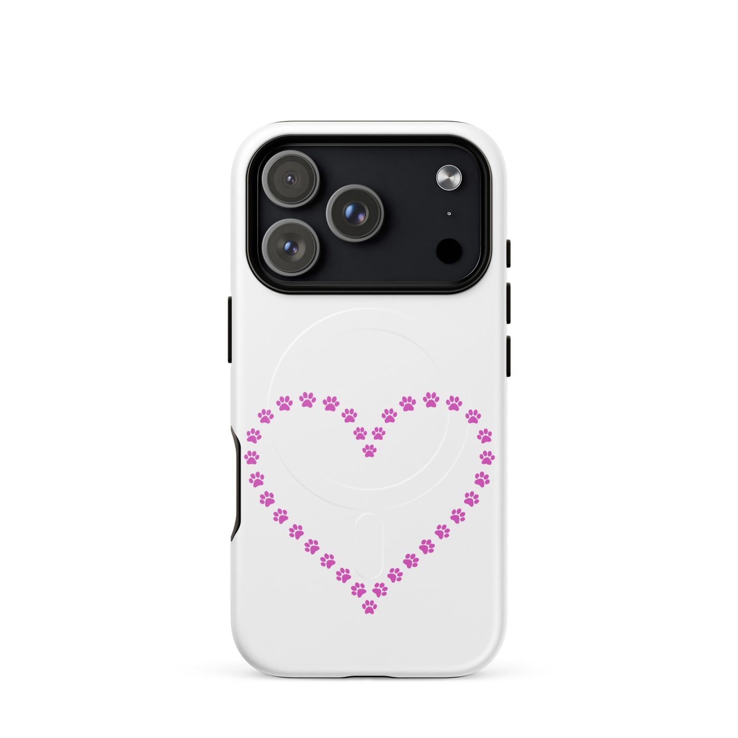 Magnetic Phone Case featuring a heart design made of paw prints, perfect for pet lovers who adore animals.