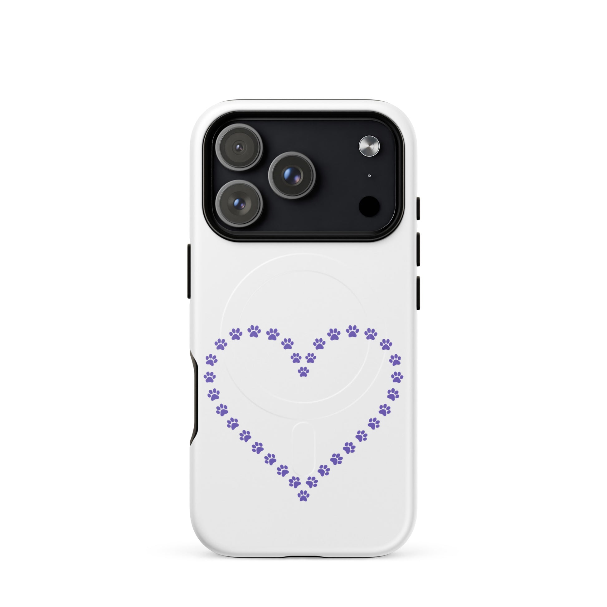 Magnetic Phone Case featuring a paw print heart design for pet lovers, perfect for iPhone protection.