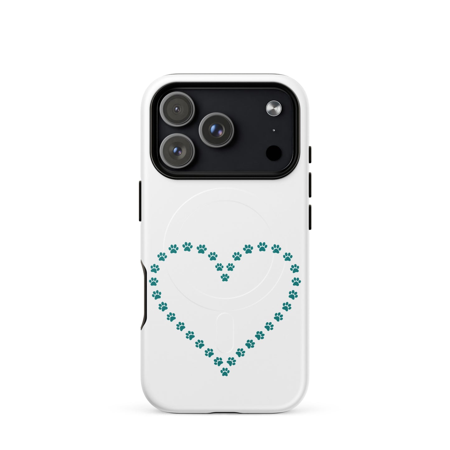 Magnetic Phone Case for iPhone with paw print heart design for pet lovers, offering style and protection.