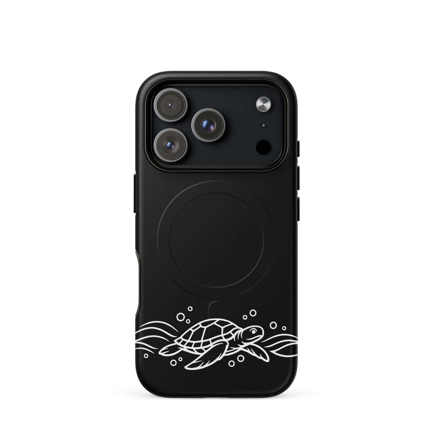 Magnetic Phone Case featuring minimalist sea turtle design and waves, stylish ocean-inspired accessory for iPhone.