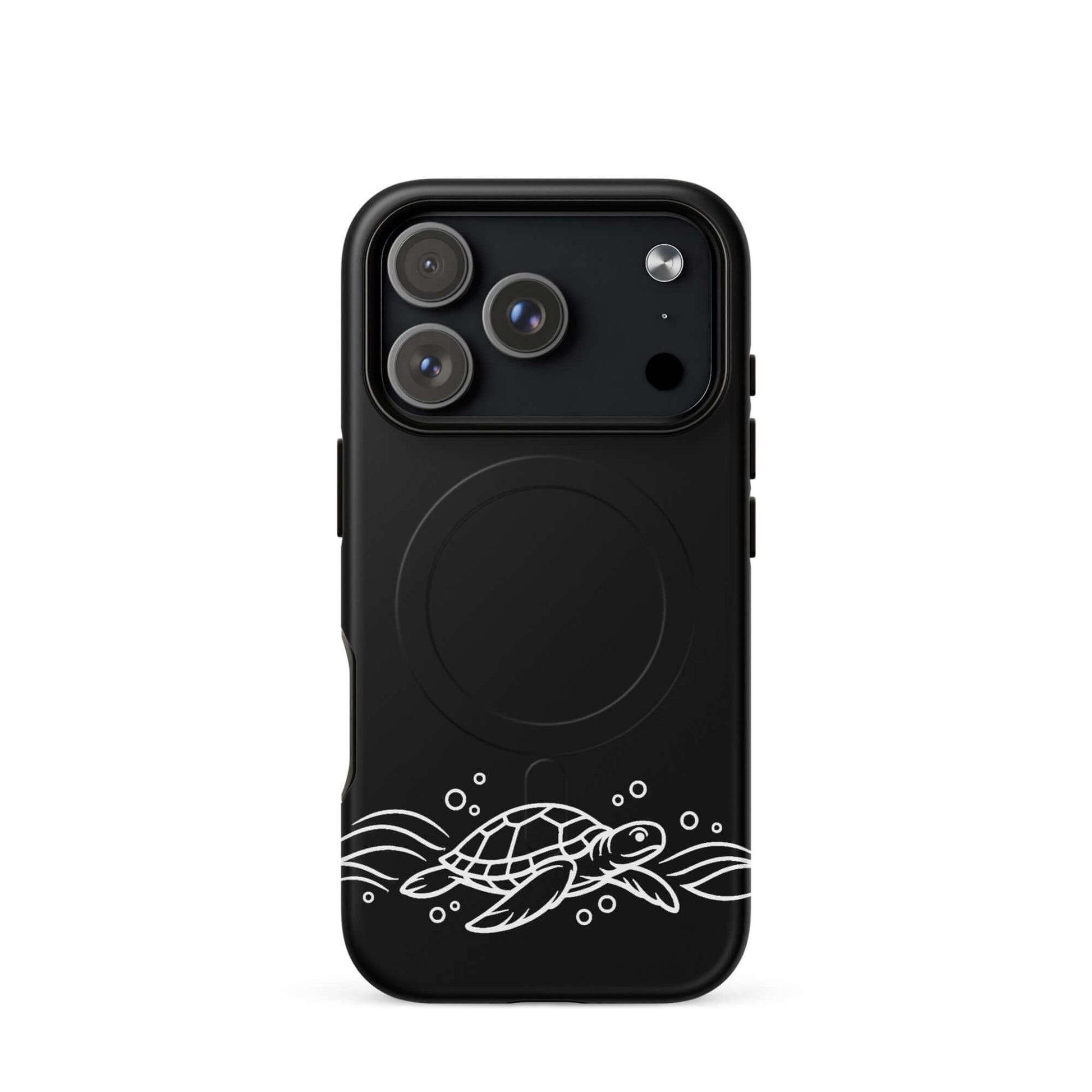 Magnetic Phone Case featuring minimalist sea turtle design and waves, stylish ocean-inspired accessory for iPhone.
