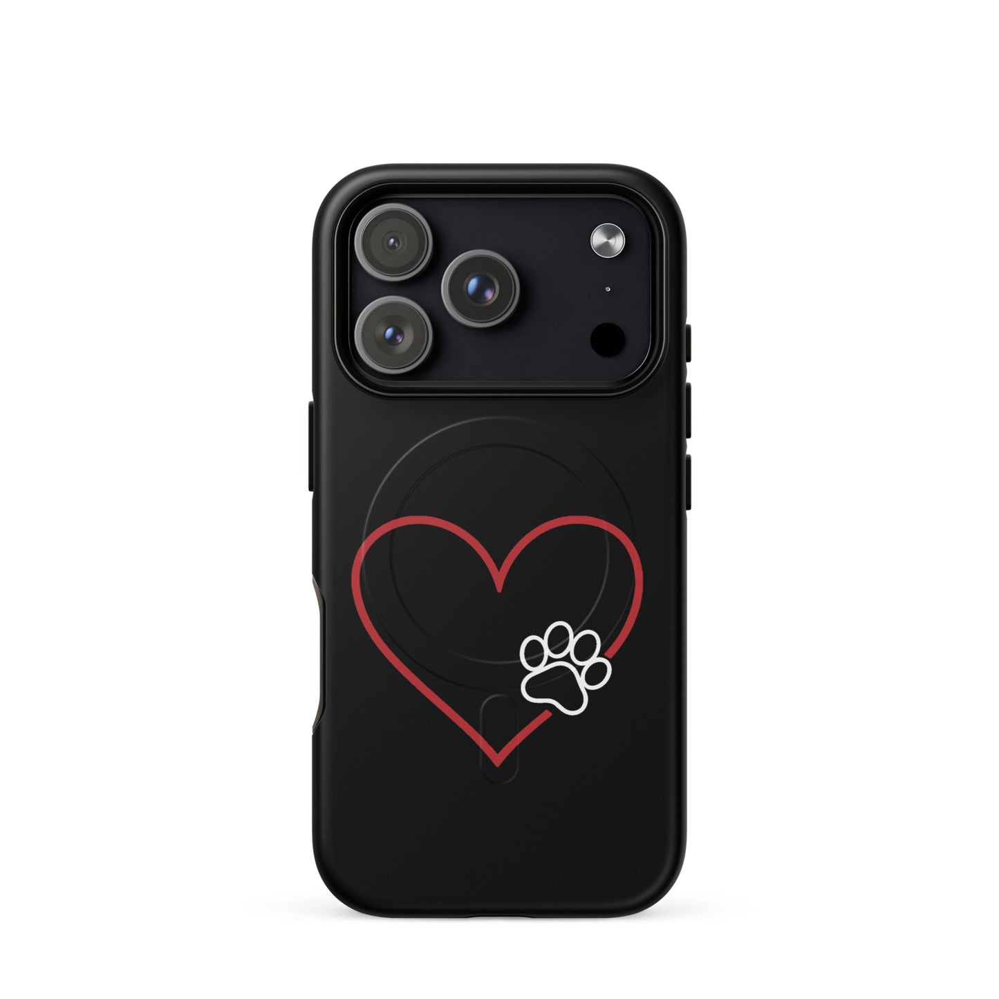 Magnetic Phone Case for iPhone with heart and paw print design, perfect for pet lovers seeking style and protection.