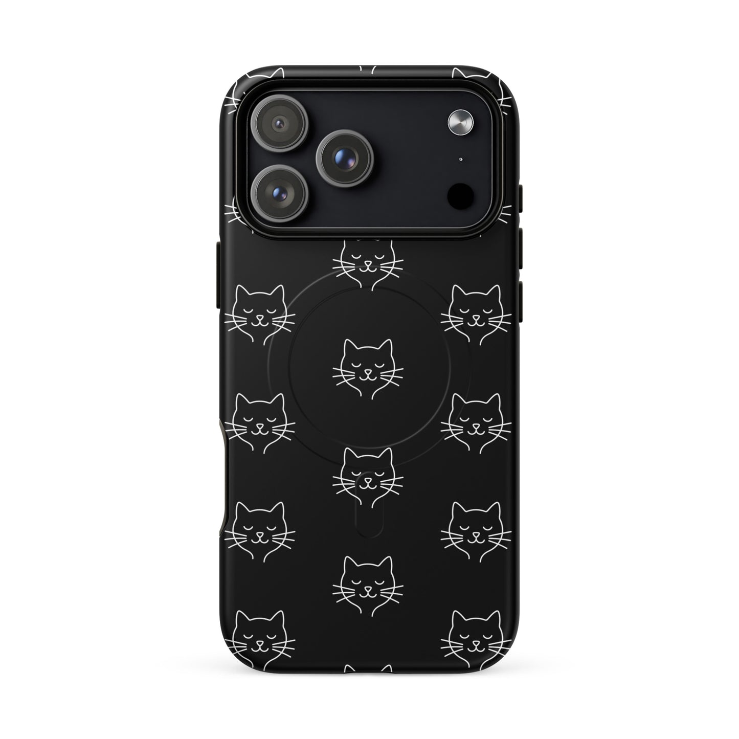 Magnetic Phone Case with cute minimalist cat pattern design for iPhone, stylish and protective accessory.