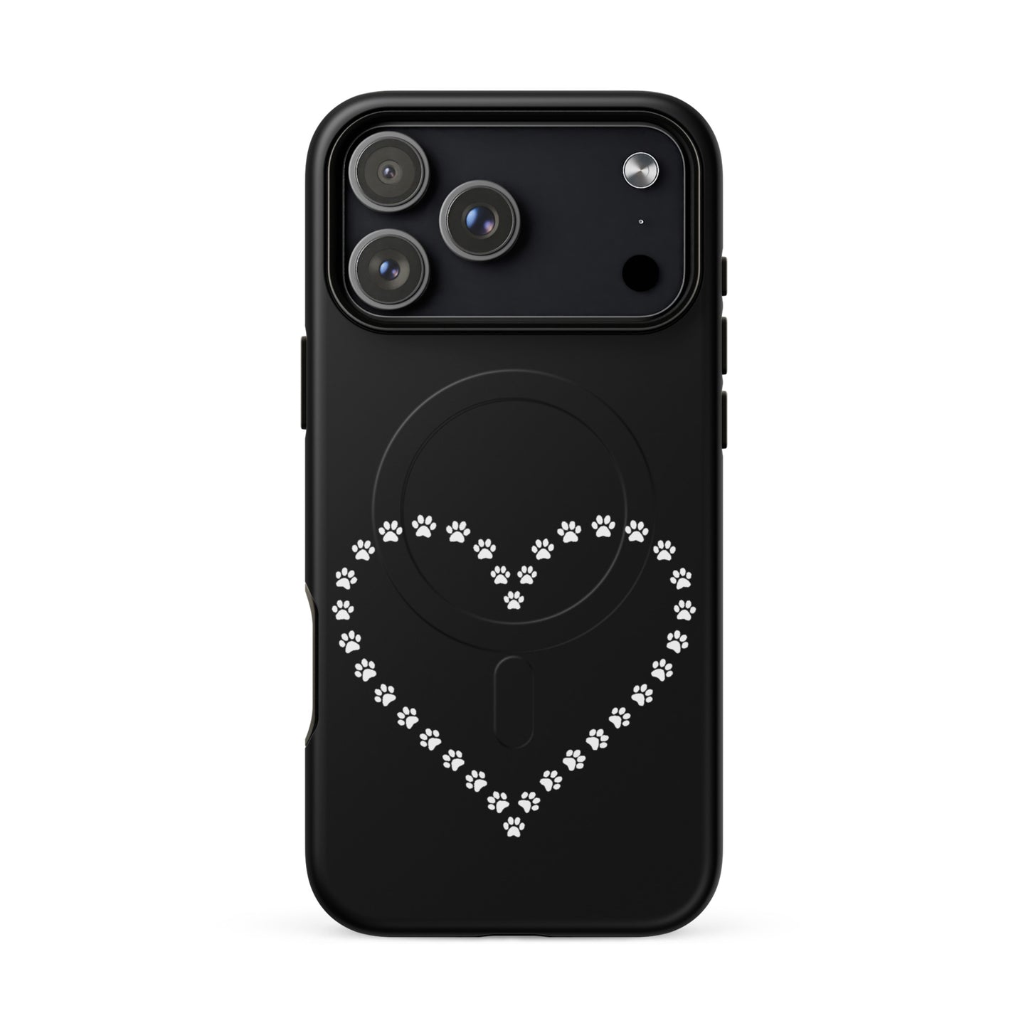 Magnetic Phone Case with paw print heart design, perfect for pet lovers and stylish protection for iPhone.