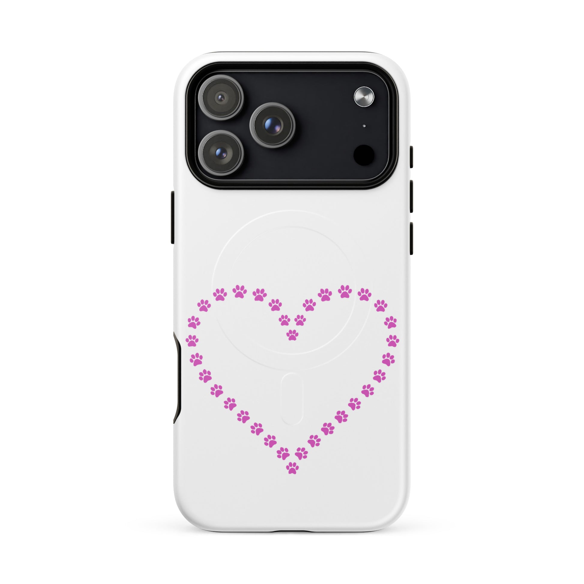 Magnetic Phone Case featuring a paw print heart design perfect for pet lovers, showcasing playful charm and protection.