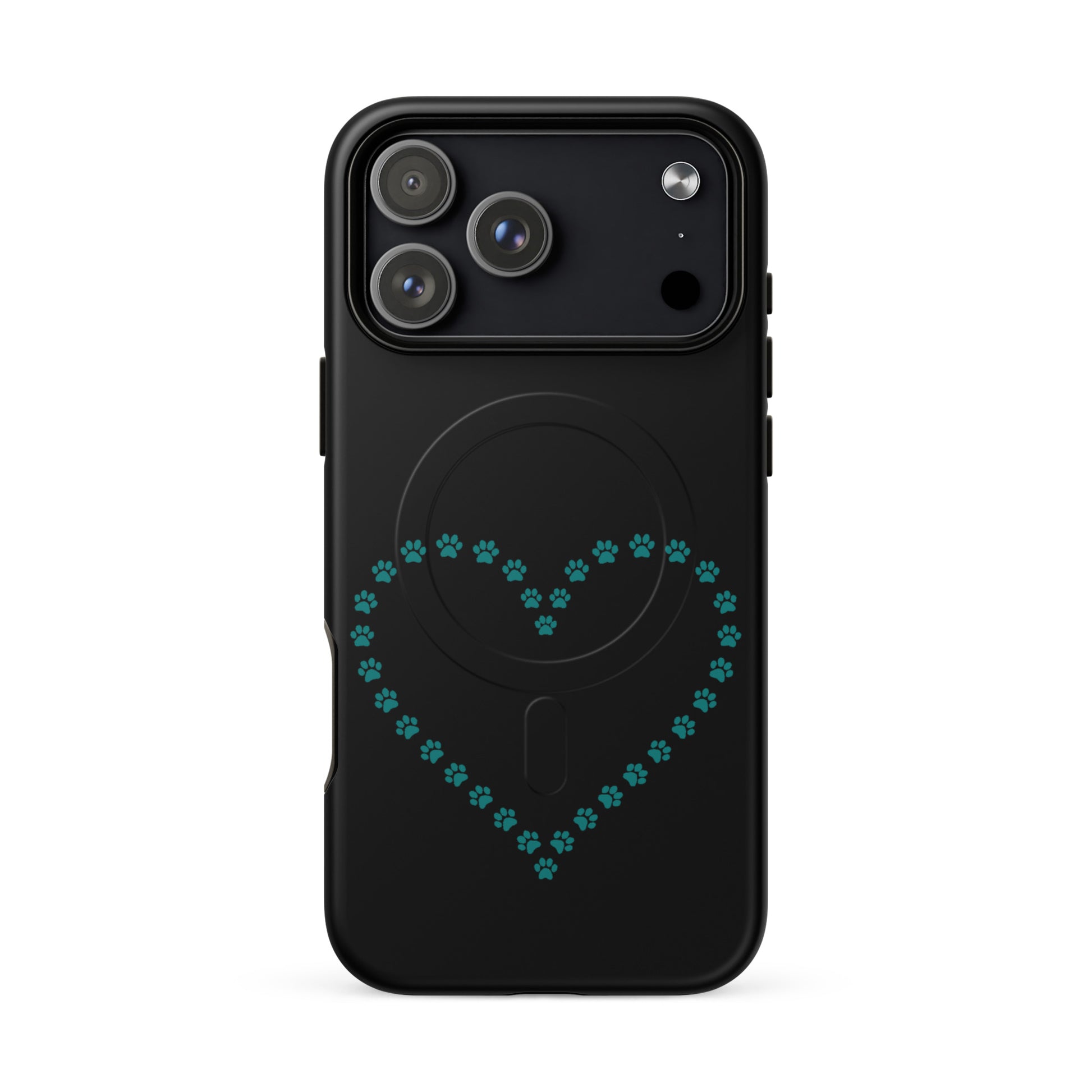 Magnetic Phone Case featuring playful paw print heart design for pet lovers, providing style and protection.