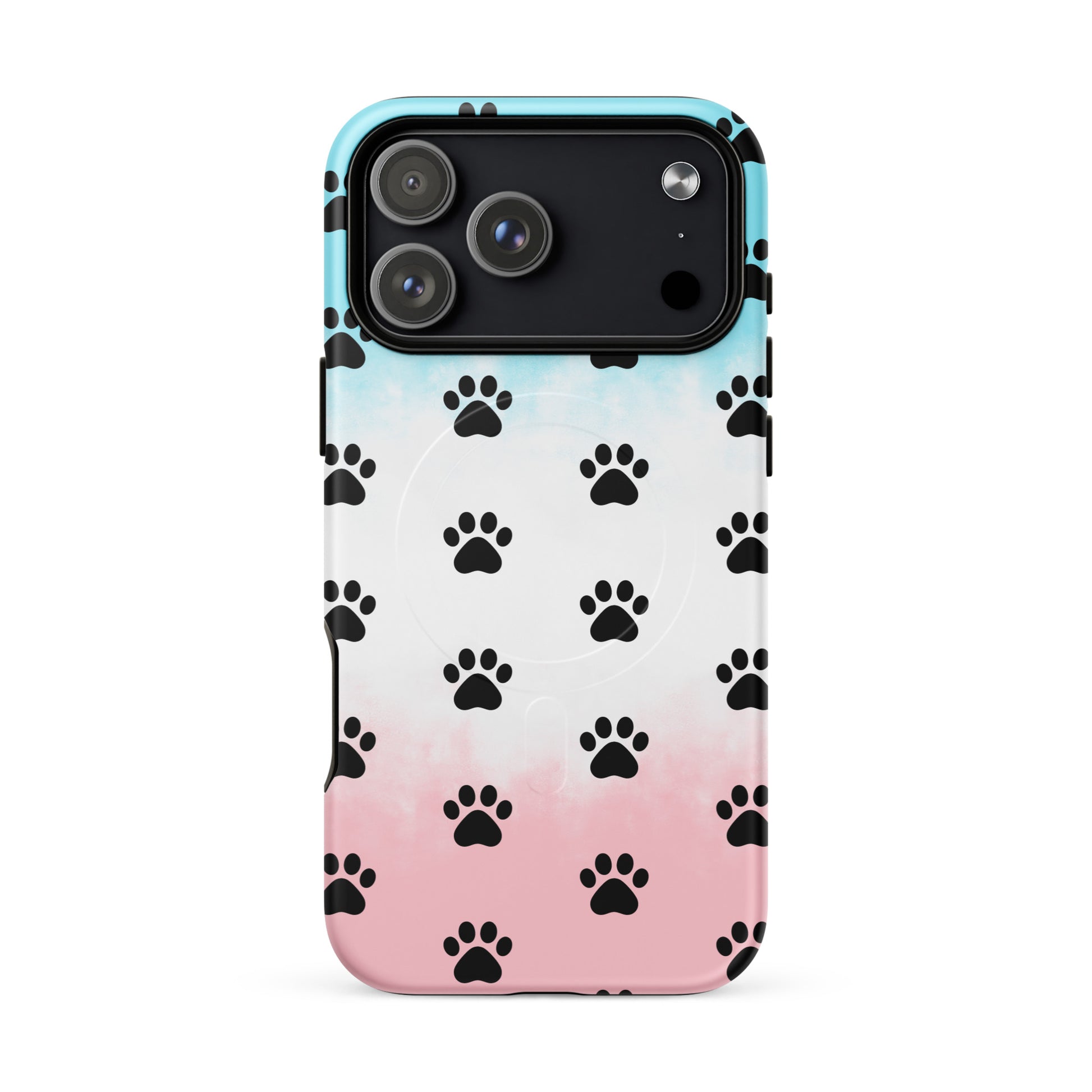 Magnetic Phone Case featuring a colorful paw print design for pet lovers, ideal for cat and dog parents.