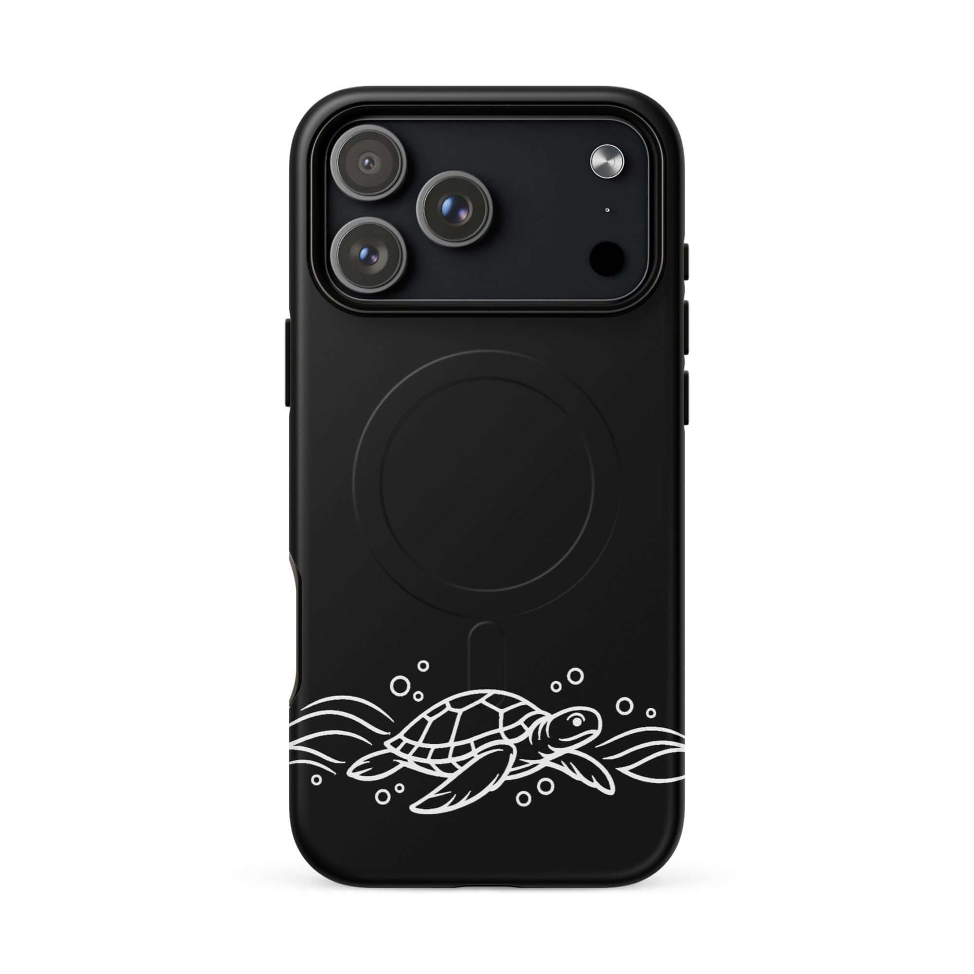 Magnetic Phone Case featuring minimalist sea turtle and waves design for iPhone.