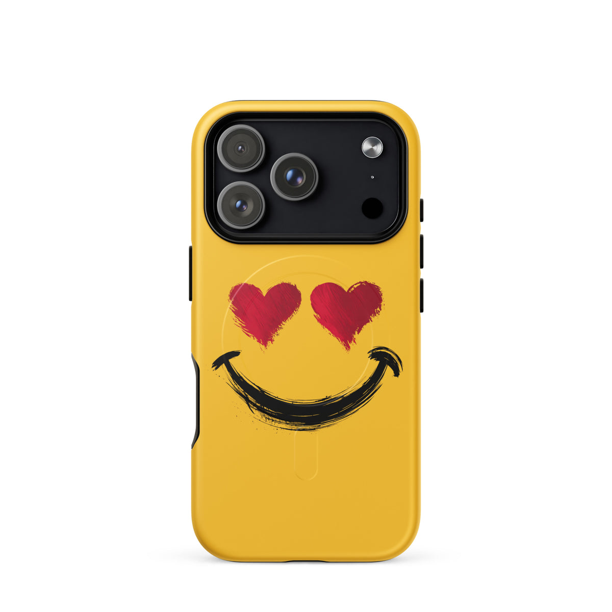 Magnetic Phone Case with heart-eyes smiley art for vibrant style on iPhone.