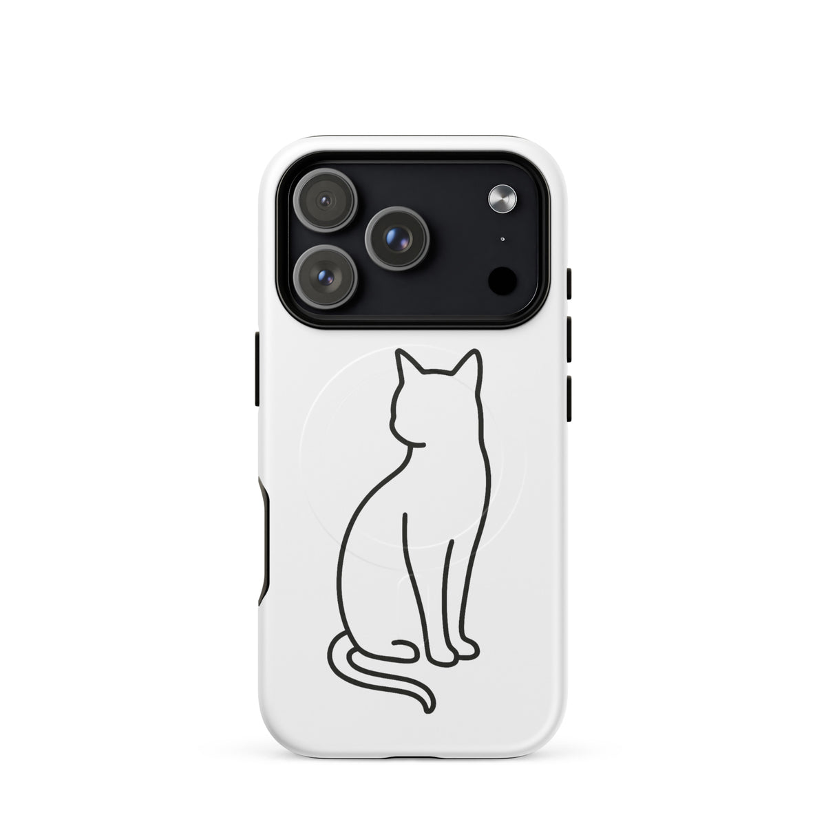 Magnetic Phone Case with stylish cat design for iPhone, featuring minimalist cat outlines, dual-layer protection for devices.