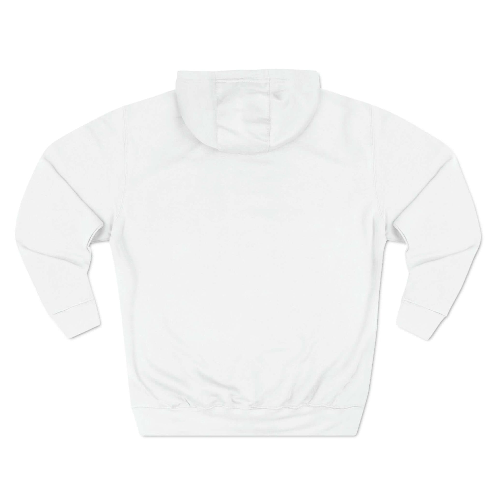 White fleece hoodie back view with hood and long sleeves, ideal for pickleball players seeking warmth and comfort on the court.
