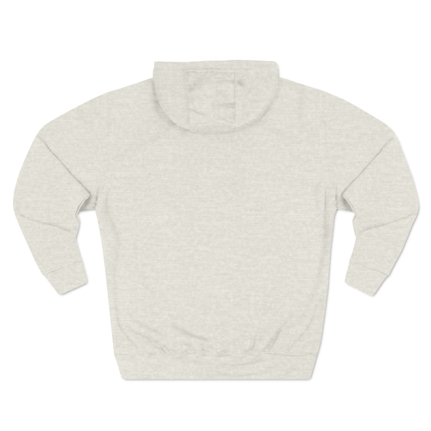 Back view of No Mercy FO Pickleball Series Fleece Hoodie showing hood and long sleeves, designed for warmth and comfort in light gray fabric.