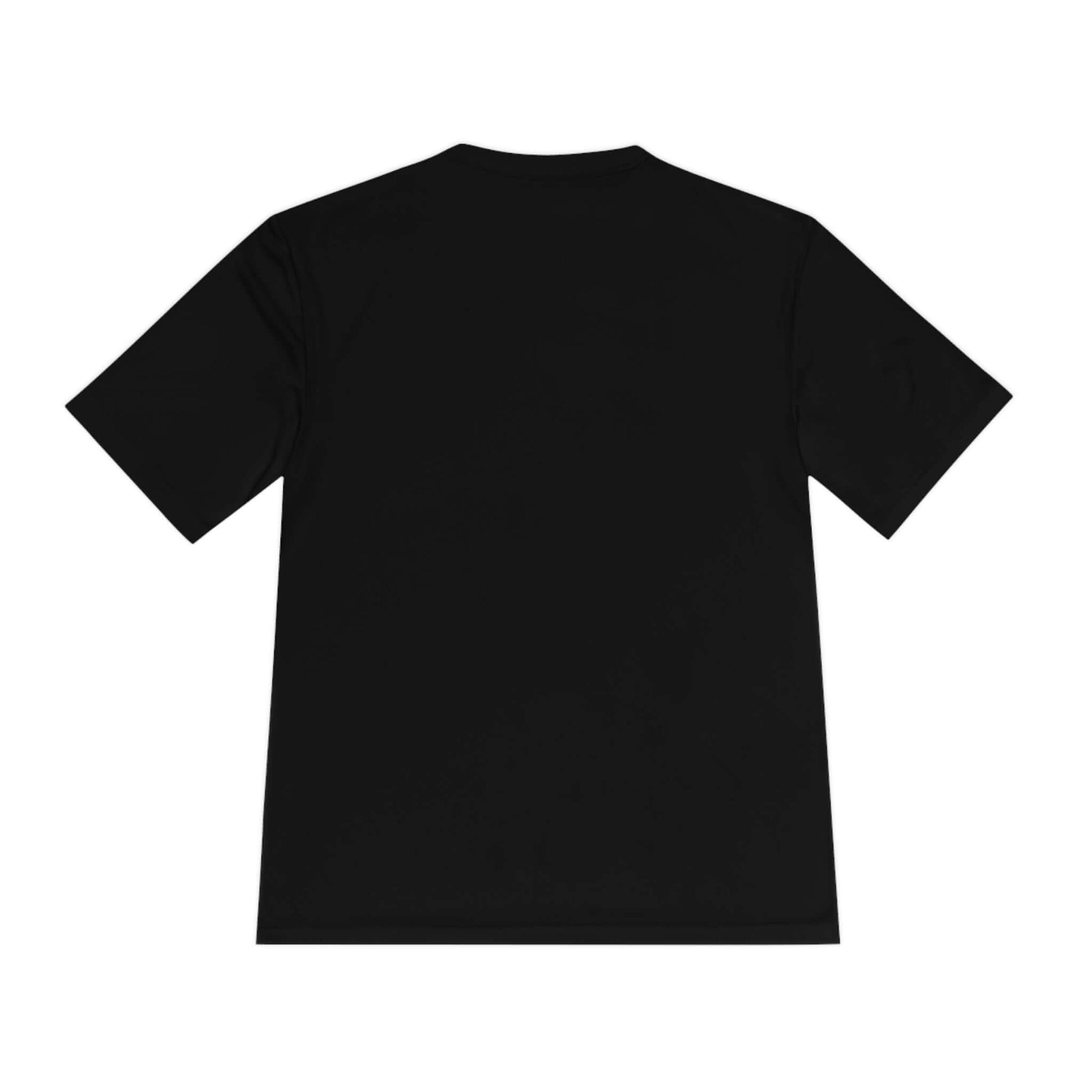Black "No Mercy" Pickleball Performance Dry-Fit T-Shirt, back view, moisture-wicking polyester for optimal comfort and performance.