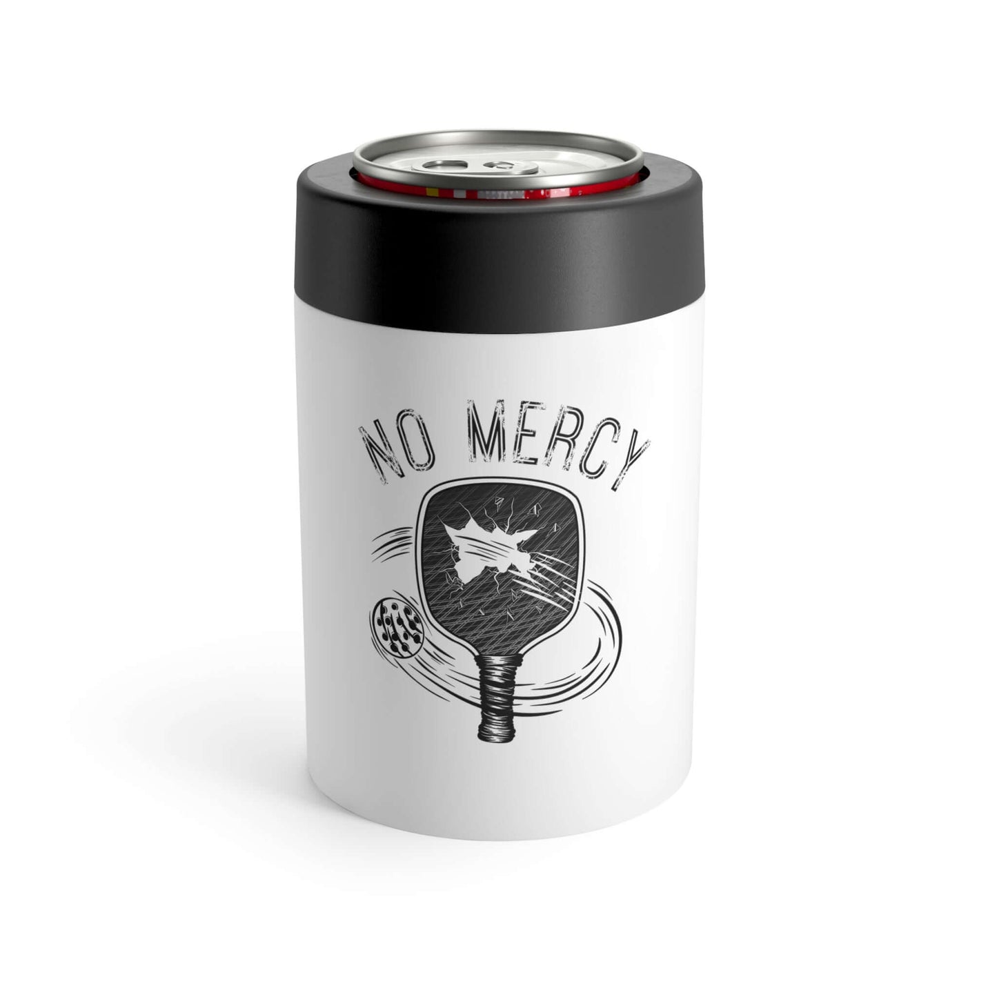 "No Mercy Pickleball Series Can Holder with Paddle Design, Stainless Steel, Anti-Slip, Keeps Drinks Cold"
