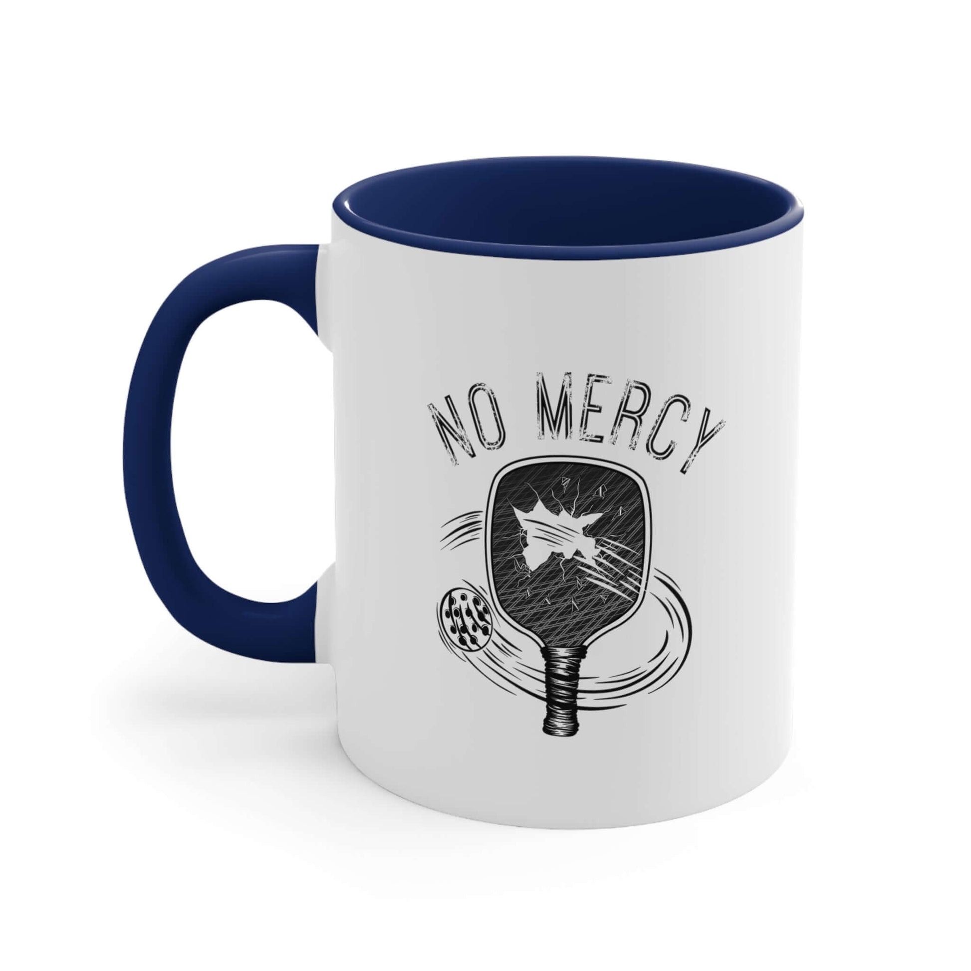 No Mercy Pickleball 11oz Accent Coffee Mug with Blue Handle