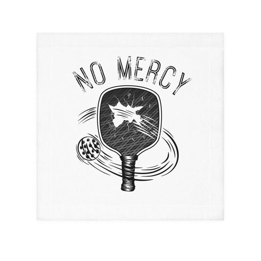 No Mercy Pickleball Series graphic on face towel showcasing a paddle and ball design.