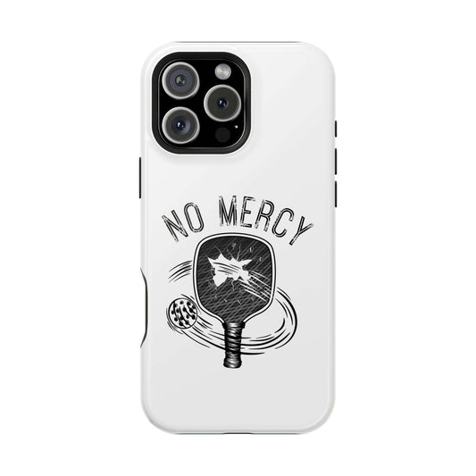 No Mercy Pickleball MagSafe tough dual-layer iPhone case with paddle design and impact-resistant polycarbonate shell.