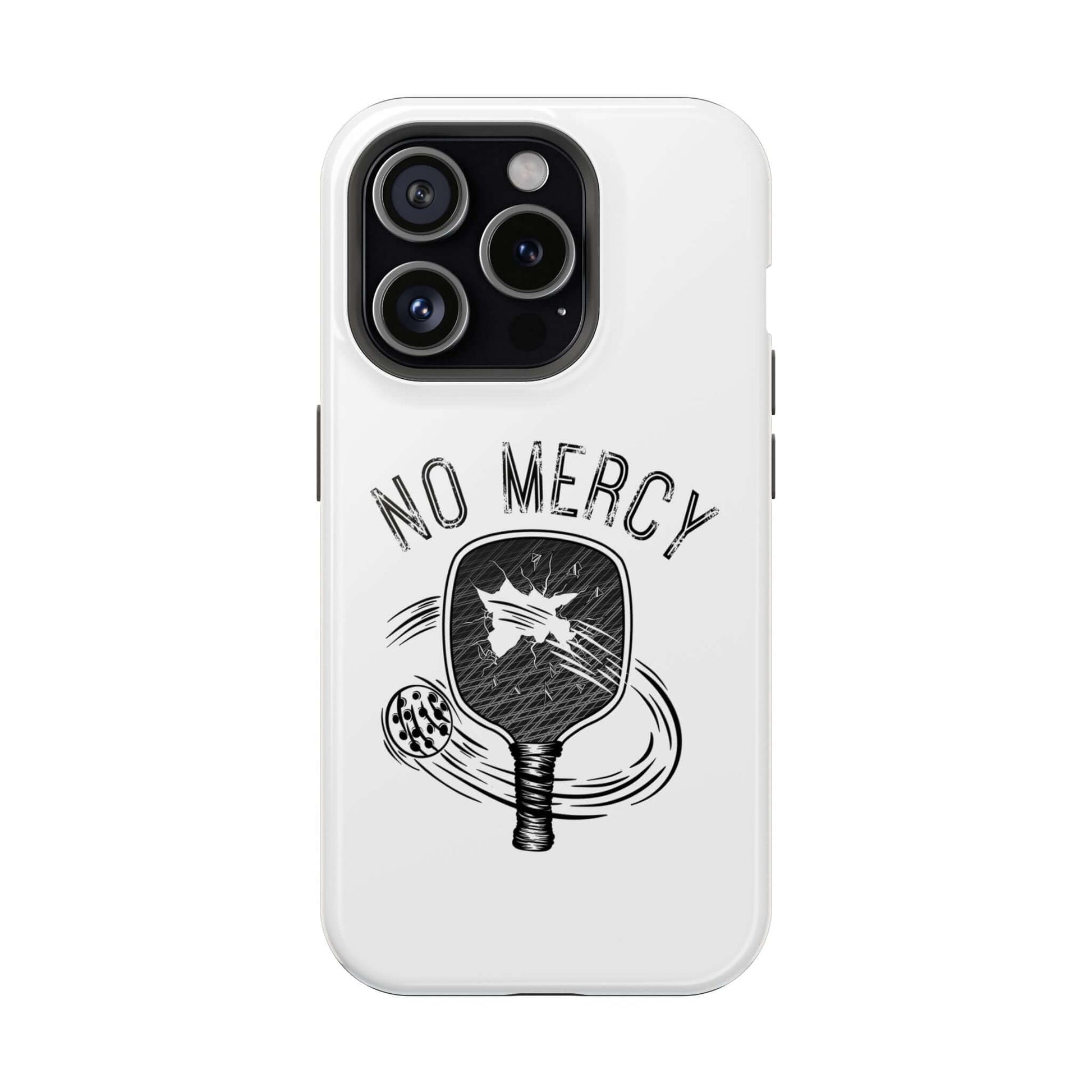 No Mercy Pickleball Series MagSafe Tough Dual-Layer iPhone Case with Pickleball Paddle Design